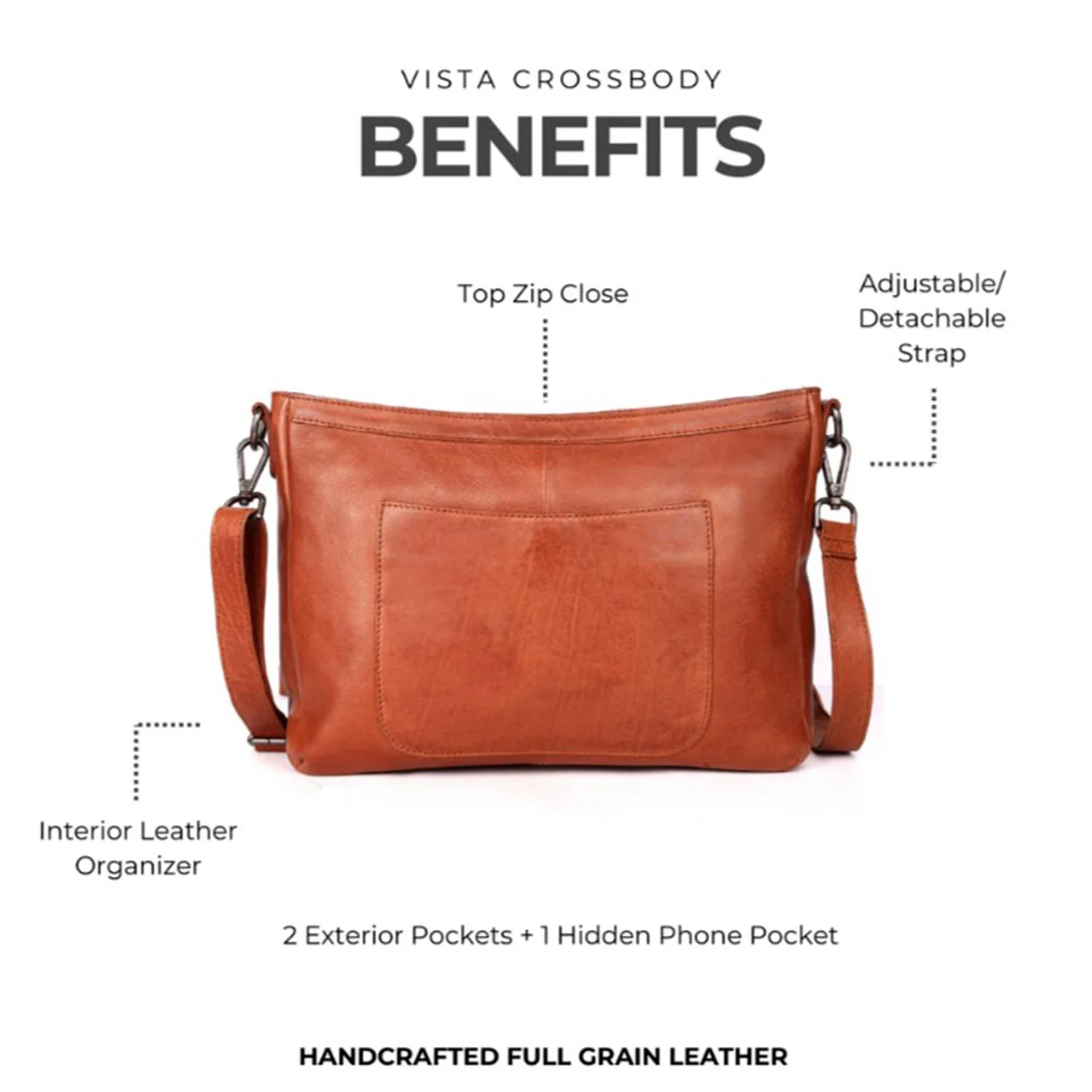 Latico Vista Crossbody Handbag Cognac - Image 3