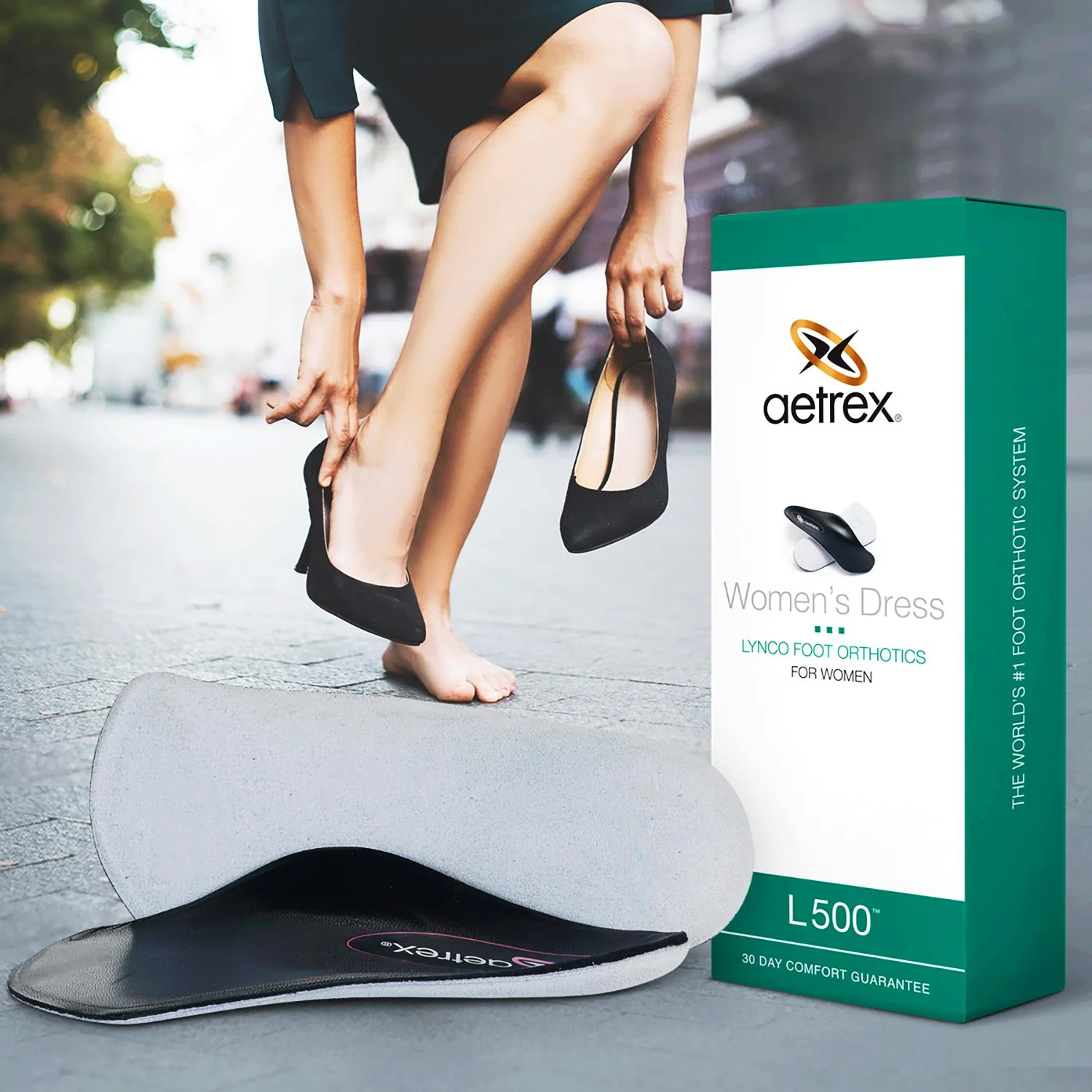 Aetrex Lynco L500 Dress Cupped/Neutral Women's Insoles Arch Supports Orthotics Black - Image 2