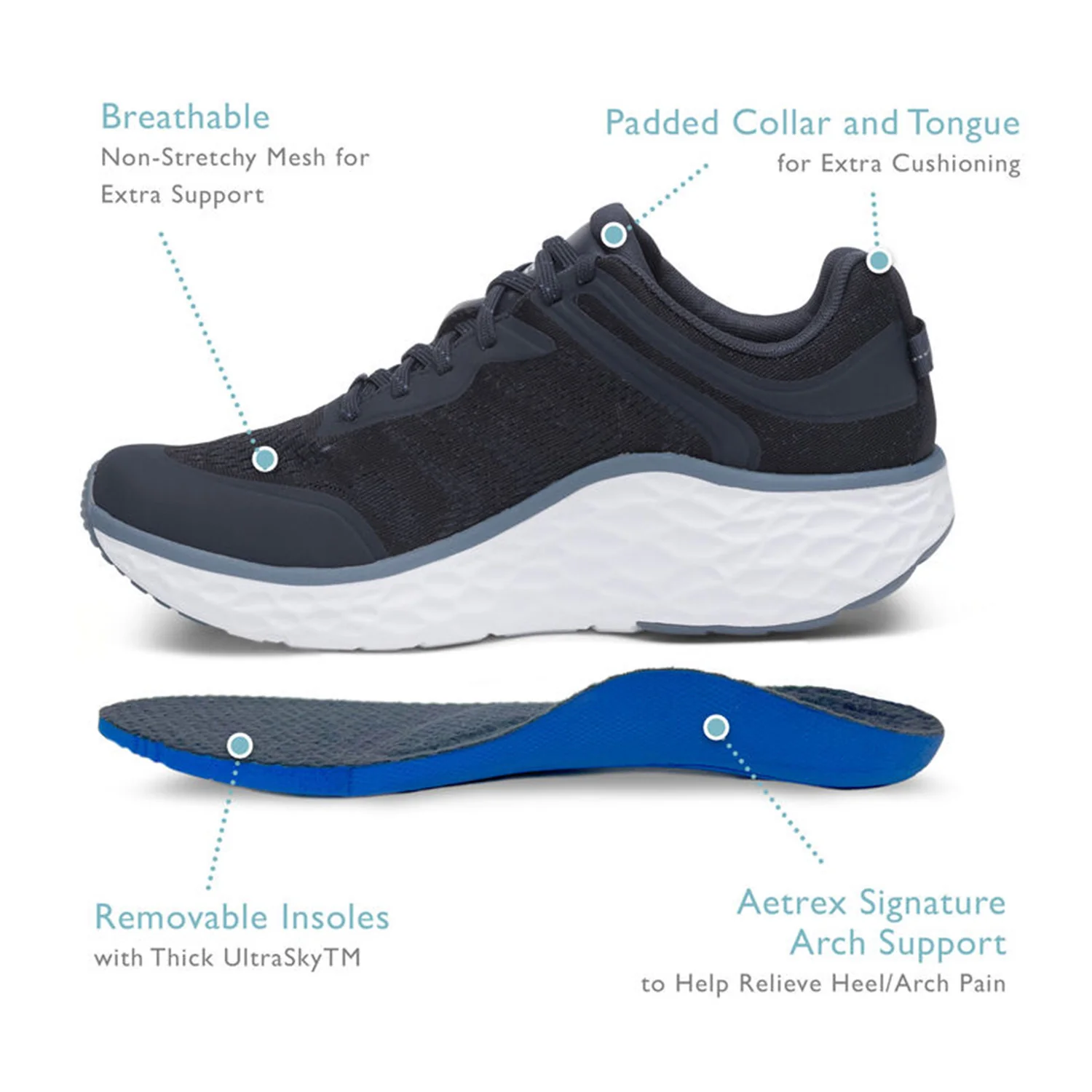 Aetrex Chase Men's Athletic Shoes Black/Black - Image 6