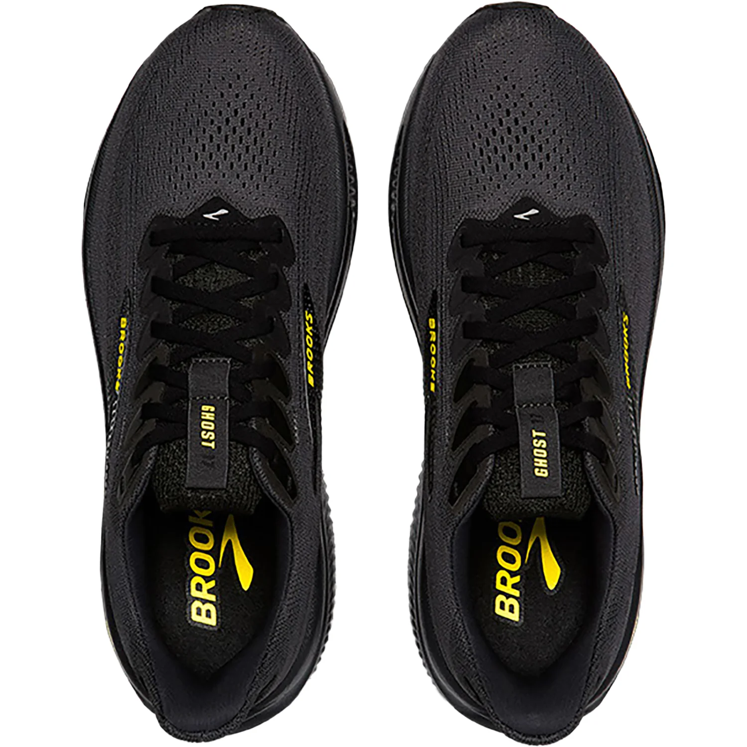 Brooks Ghost 17 (Neutral Support) Men's Running Shoes Ebony/Black/Yellow Mesh - Image 2