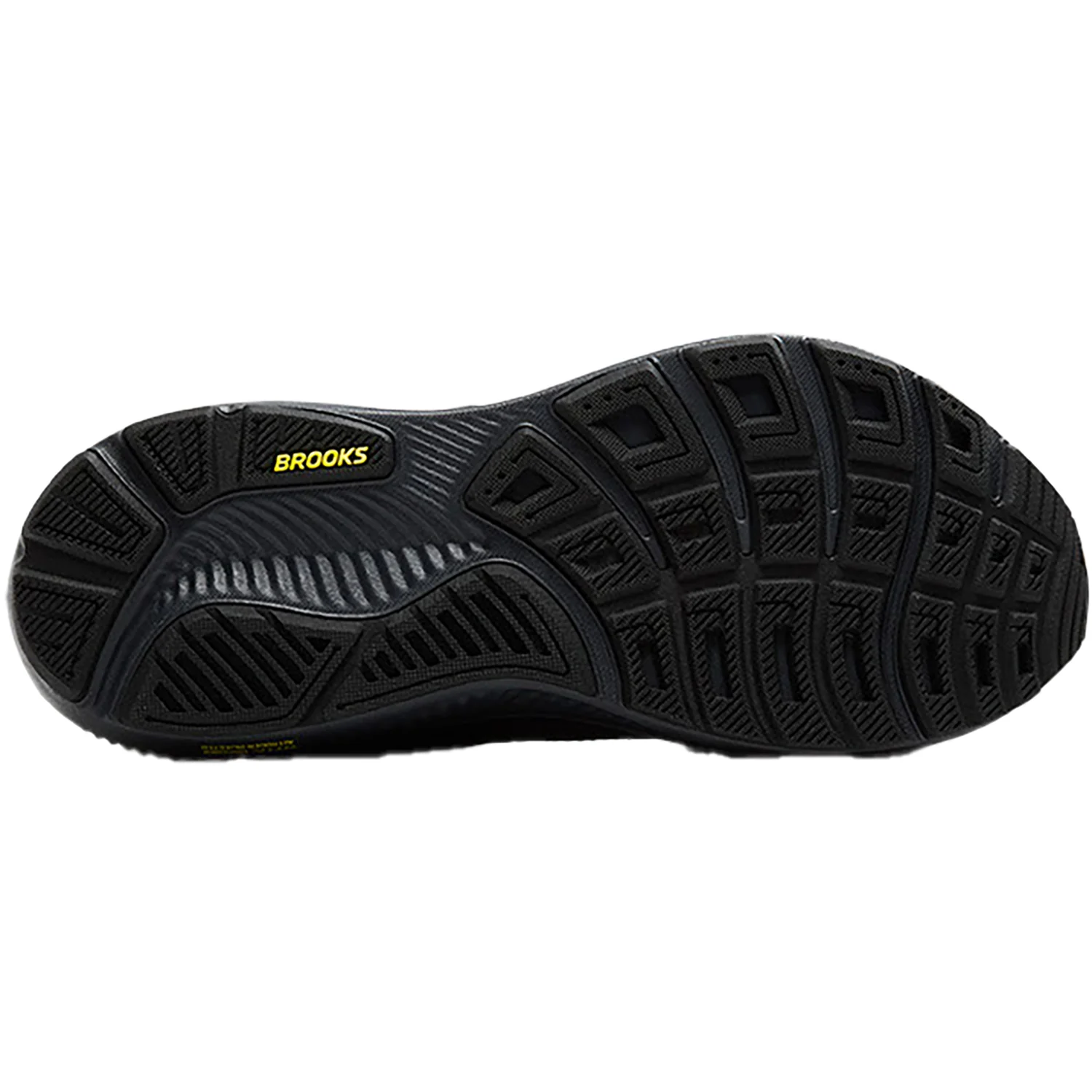 Brooks Ghost 17 (Neutral Support) Men's Running Shoes Ebony/Black/Yellow Mesh - Image 4