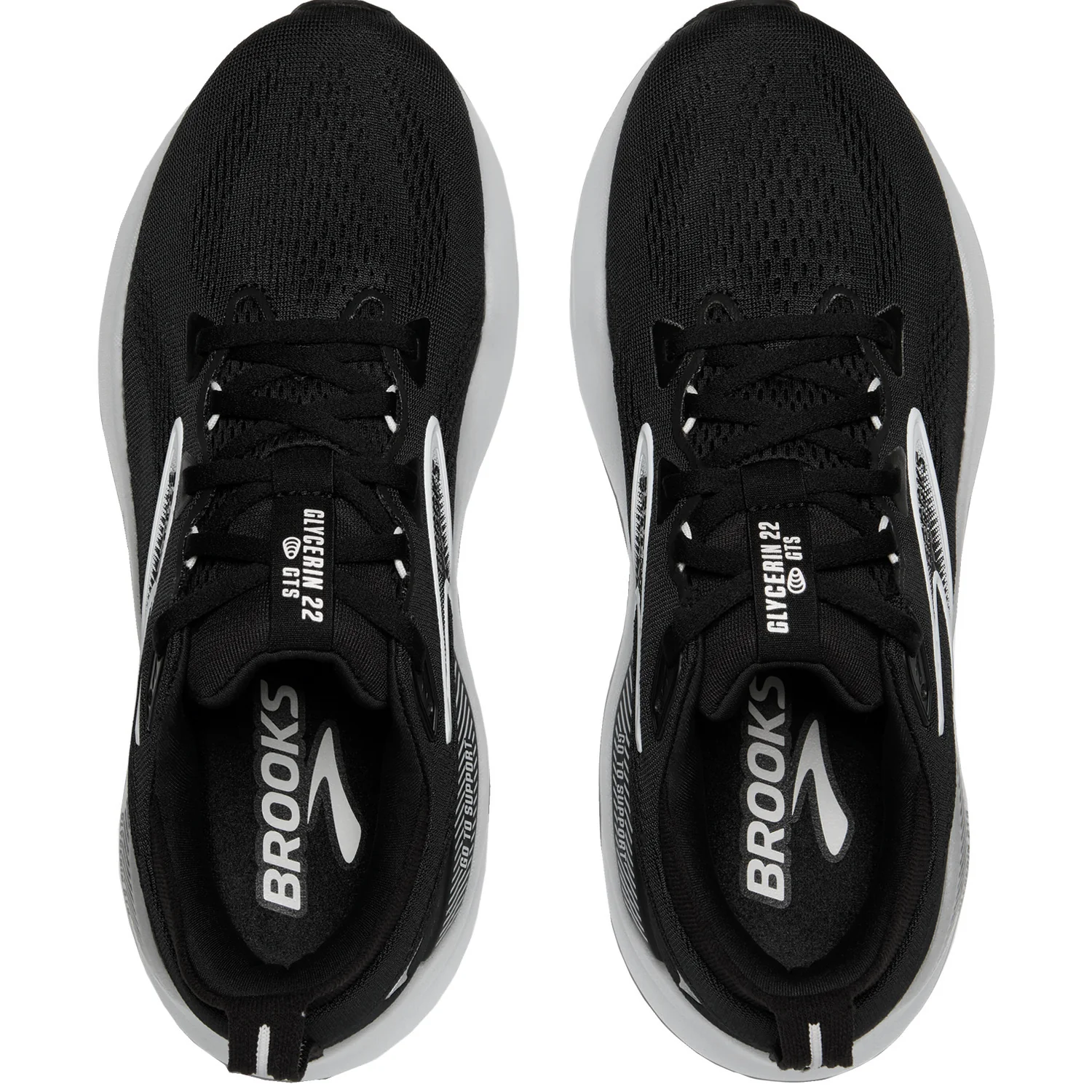 Brooks Glycerin GTS 22 (Neutral Support) (Stability Support) Men's Athletic Shoes Black/Grey/White Mesh - Image 2