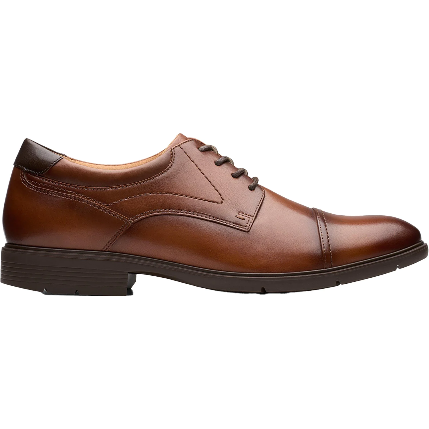 Clarks Eldredge Cap Men's Dress Shoes Dark Tan Leather
