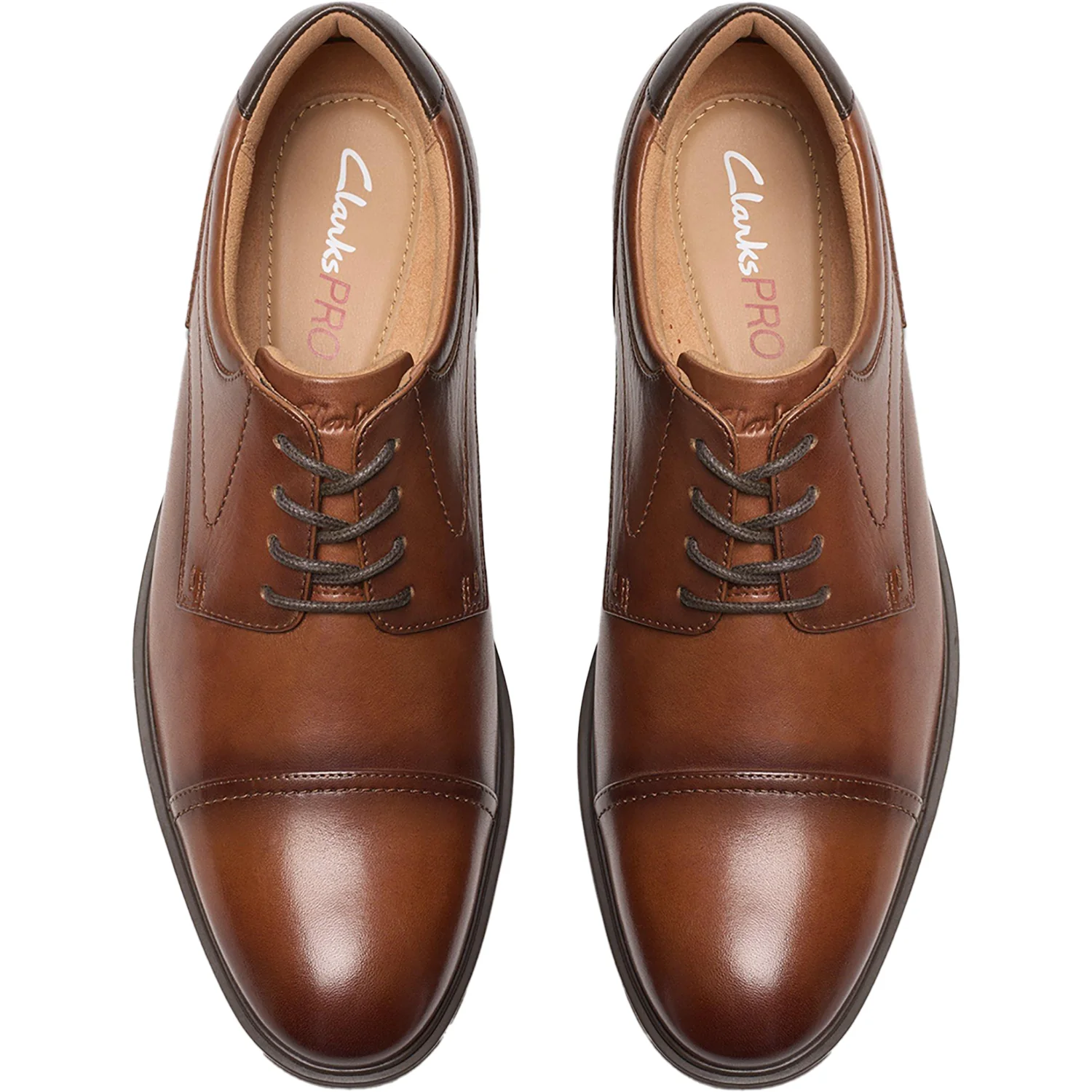 Clarks Eldredge Cap Men's Dress Shoes Dark Tan Leather - Image 2