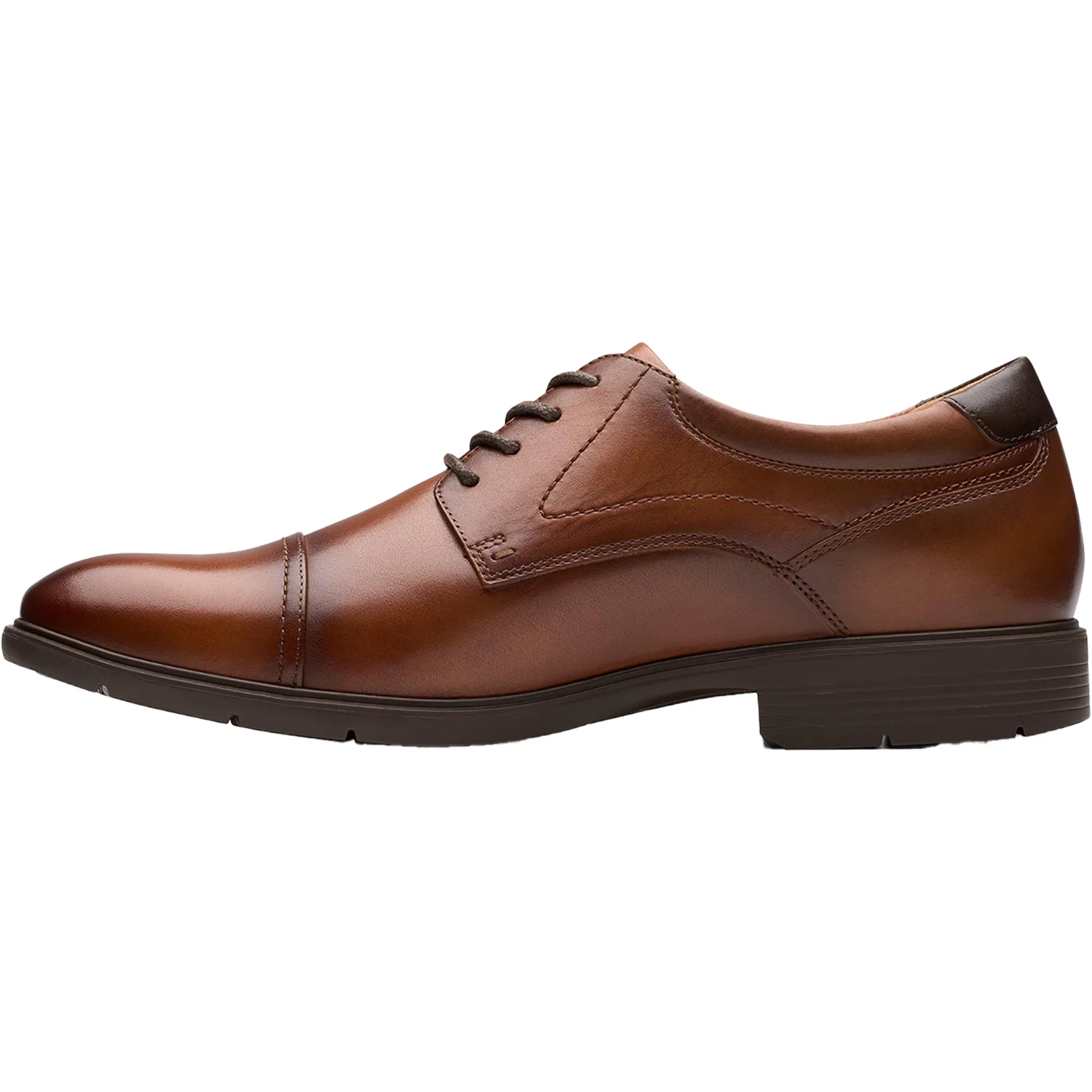 Clarks Eldredge Cap Men's Dress Shoes Dark Tan Leather - Image 3