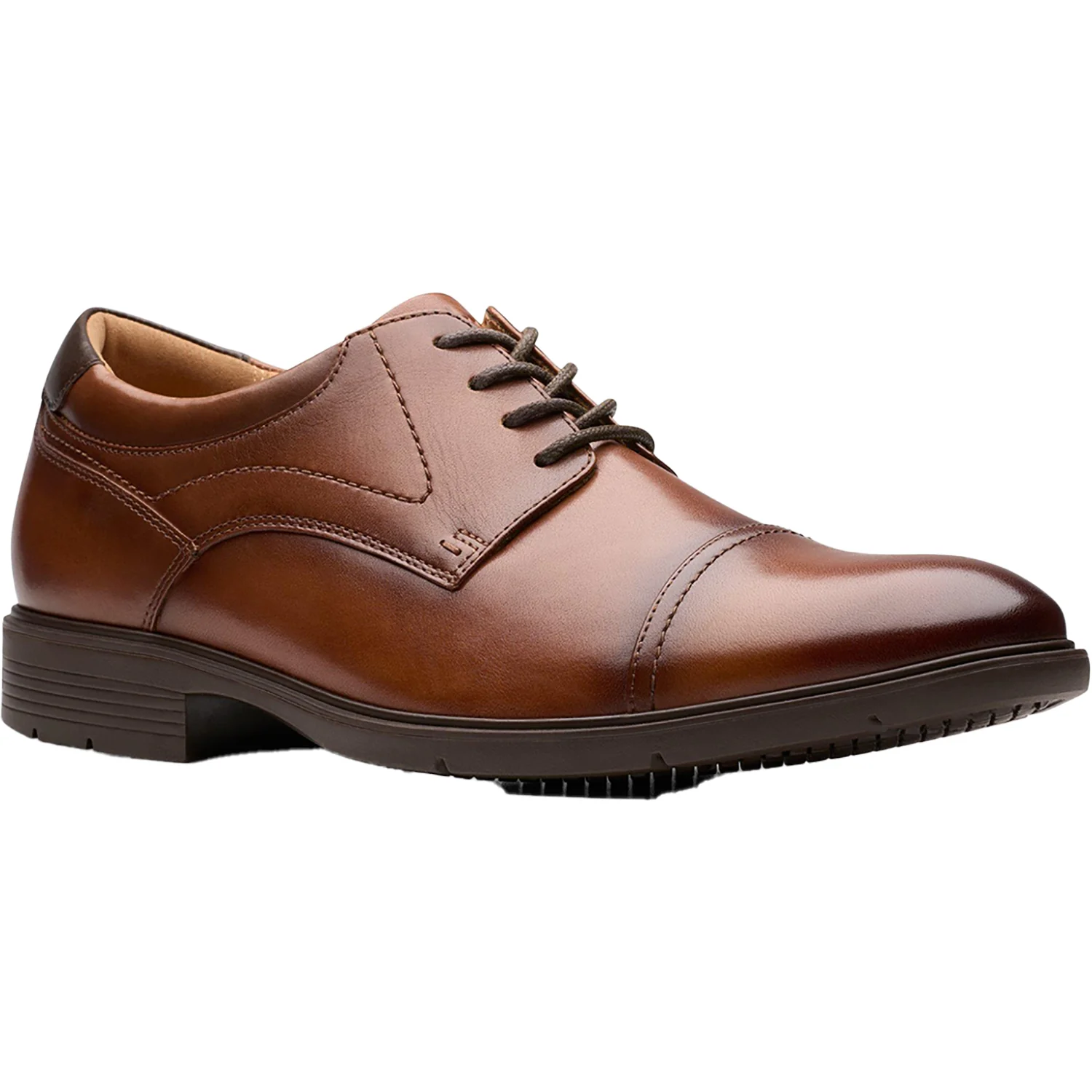 Clarks Eldredge Cap Men's Dress Shoes Dark Tan Leather - Image 5