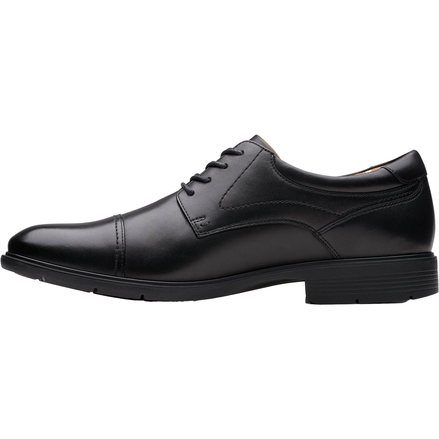 Clarks Eldredge Cap Slip Resistant Men's Dress Shoes Black Leather - Image 3
