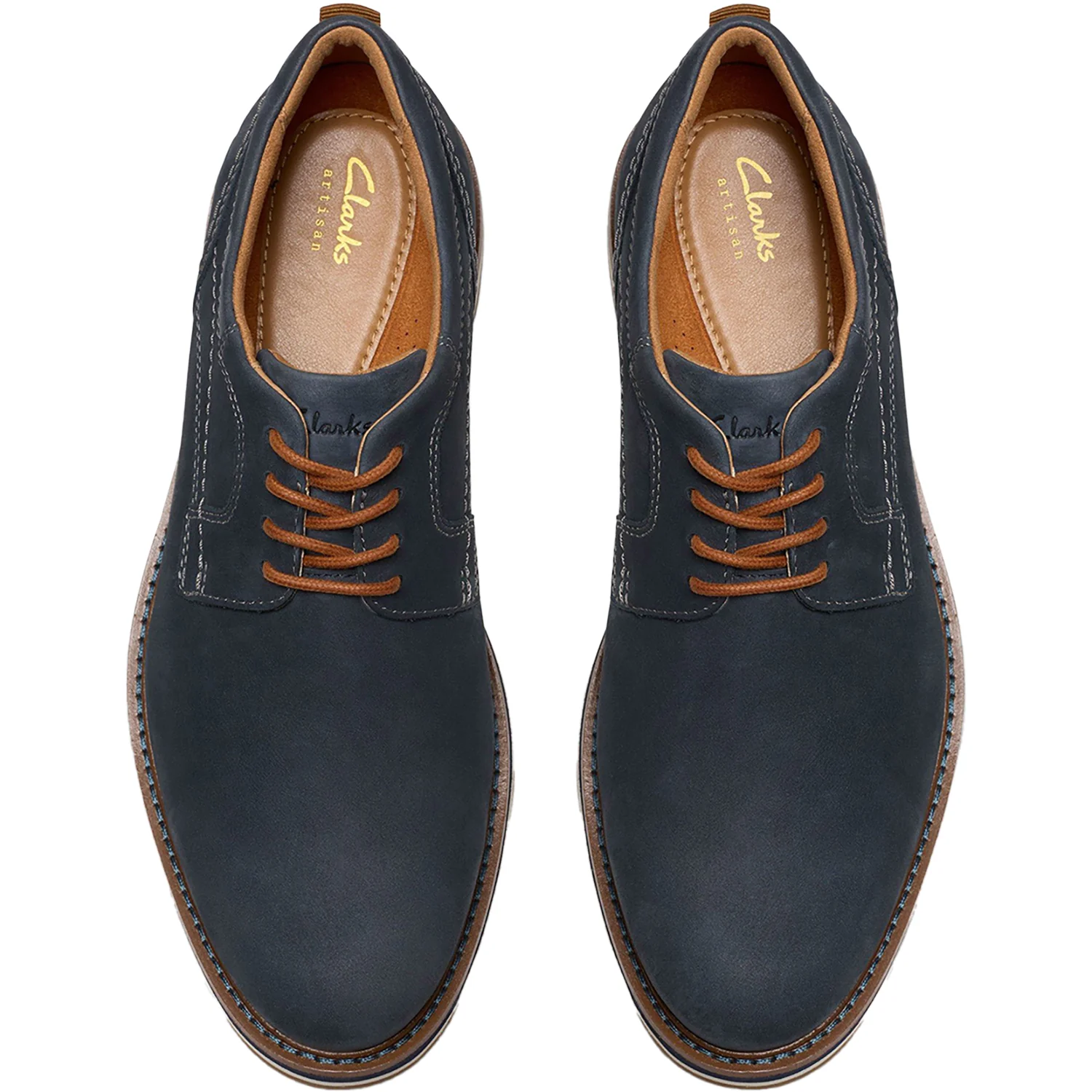 Clarks Monahan Plain Men's Dress Shoes Navy Nubuck - Image 2