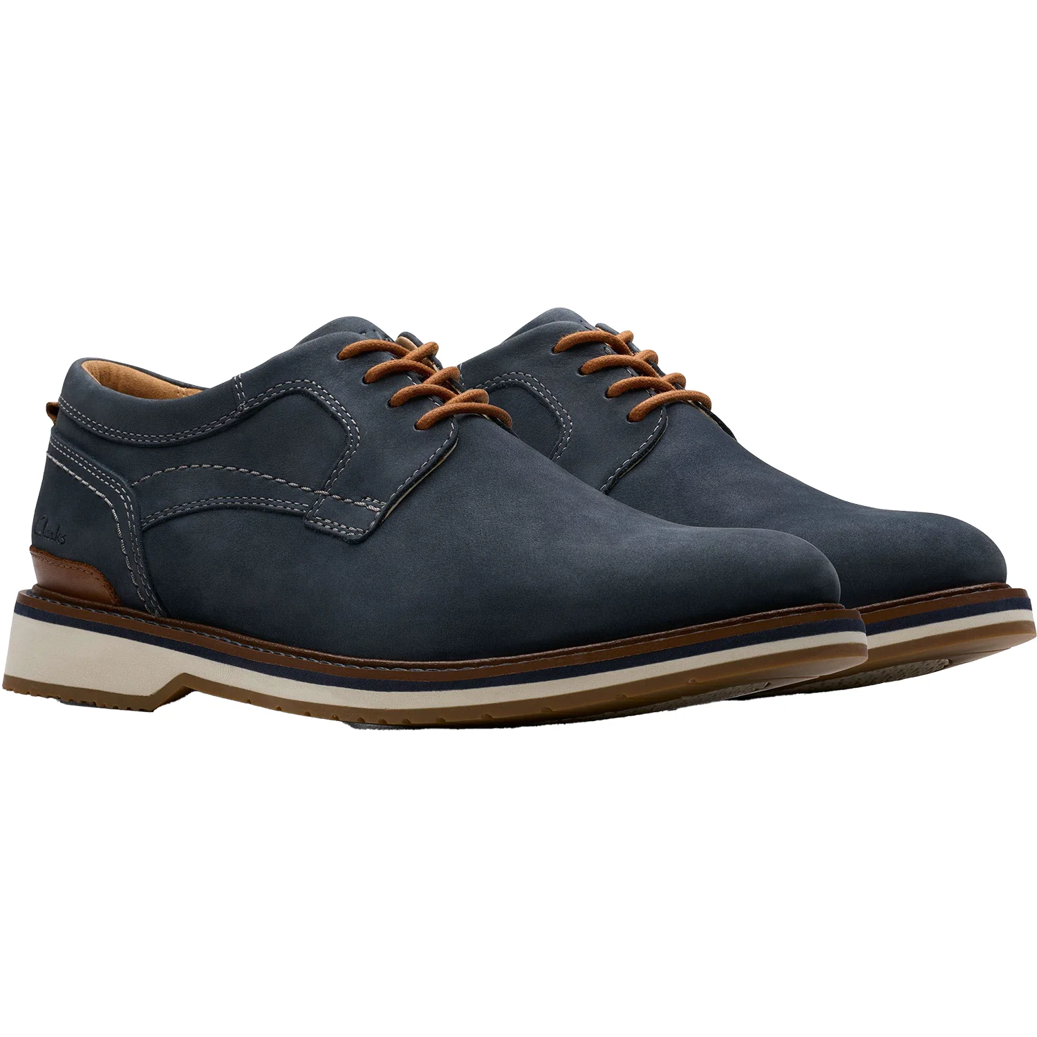 Clarks Monahan Plain Men's Dress Shoes Navy Nubuck - Image 5