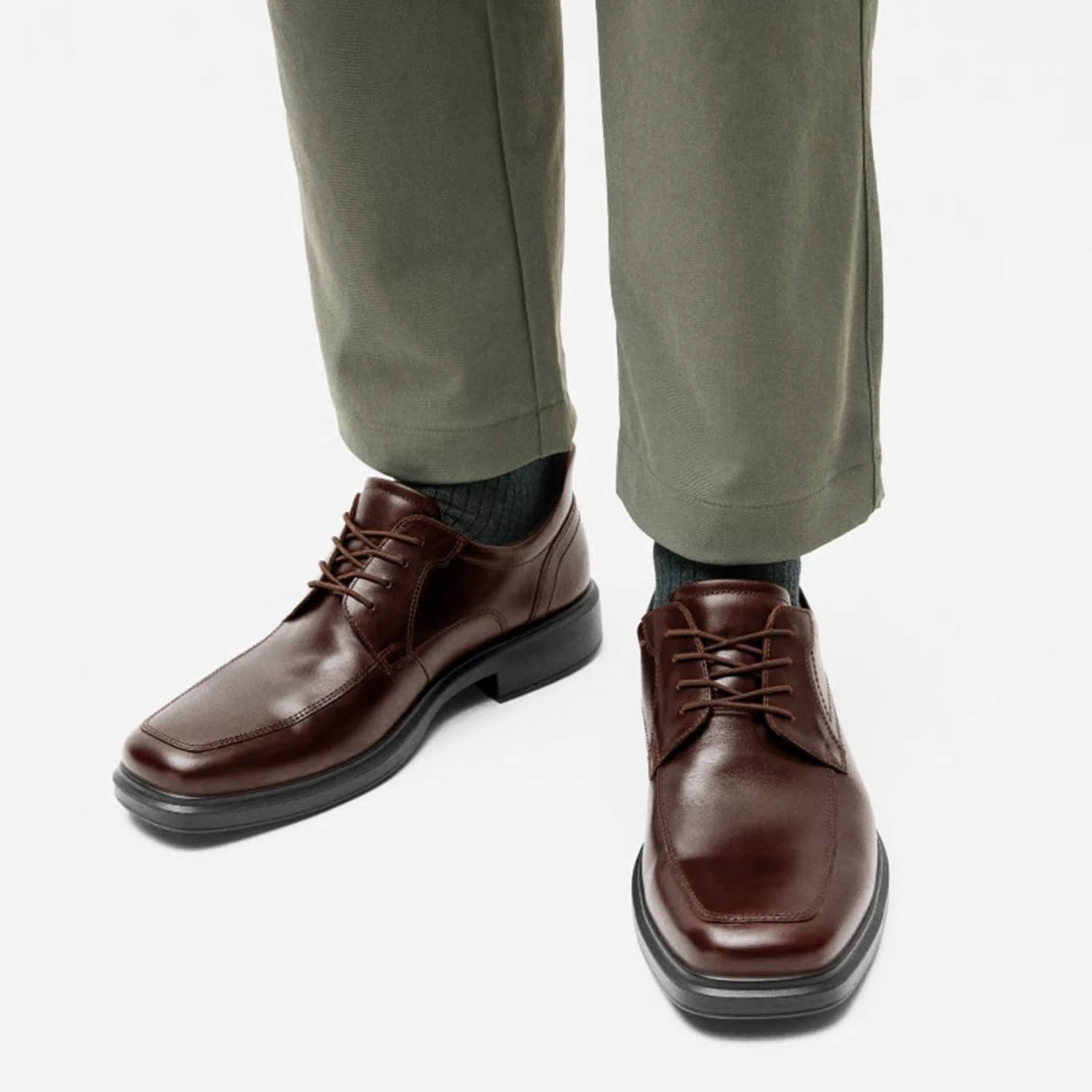 ECCO Helsinki 20 Easy Slip Apron Toe Tie Men's Dress Lace Up Shoes Potting Soil - Image 7