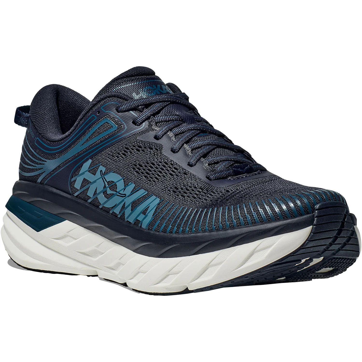 Hoka Bondi 7 Outerspace Mesh (Neutral Support) Men's Road Running Shoes OuterSpace/White Mesh - Image 5