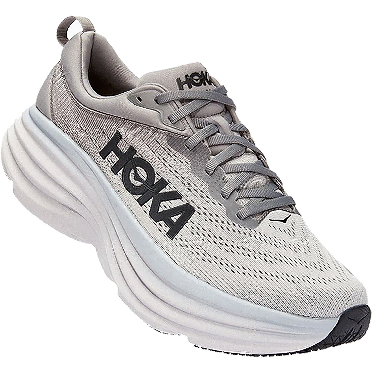 Hoka Bondi 8 (Neutral Support) Men's Max Running Shoes Sharkskin/Harbor Mist Mesh - Image 2