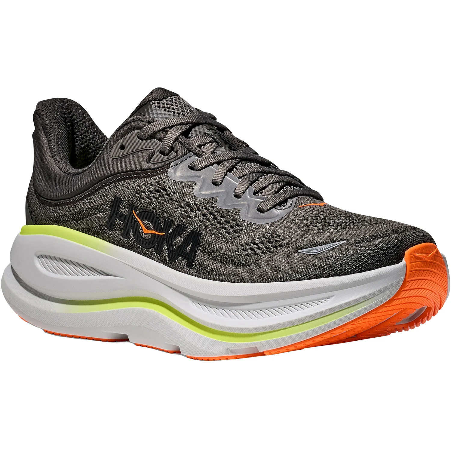 Hoka Bondi 9 (Neutral Support) Men's Running Shoes Asphalt Grey/Gravel Mesh - Image 5