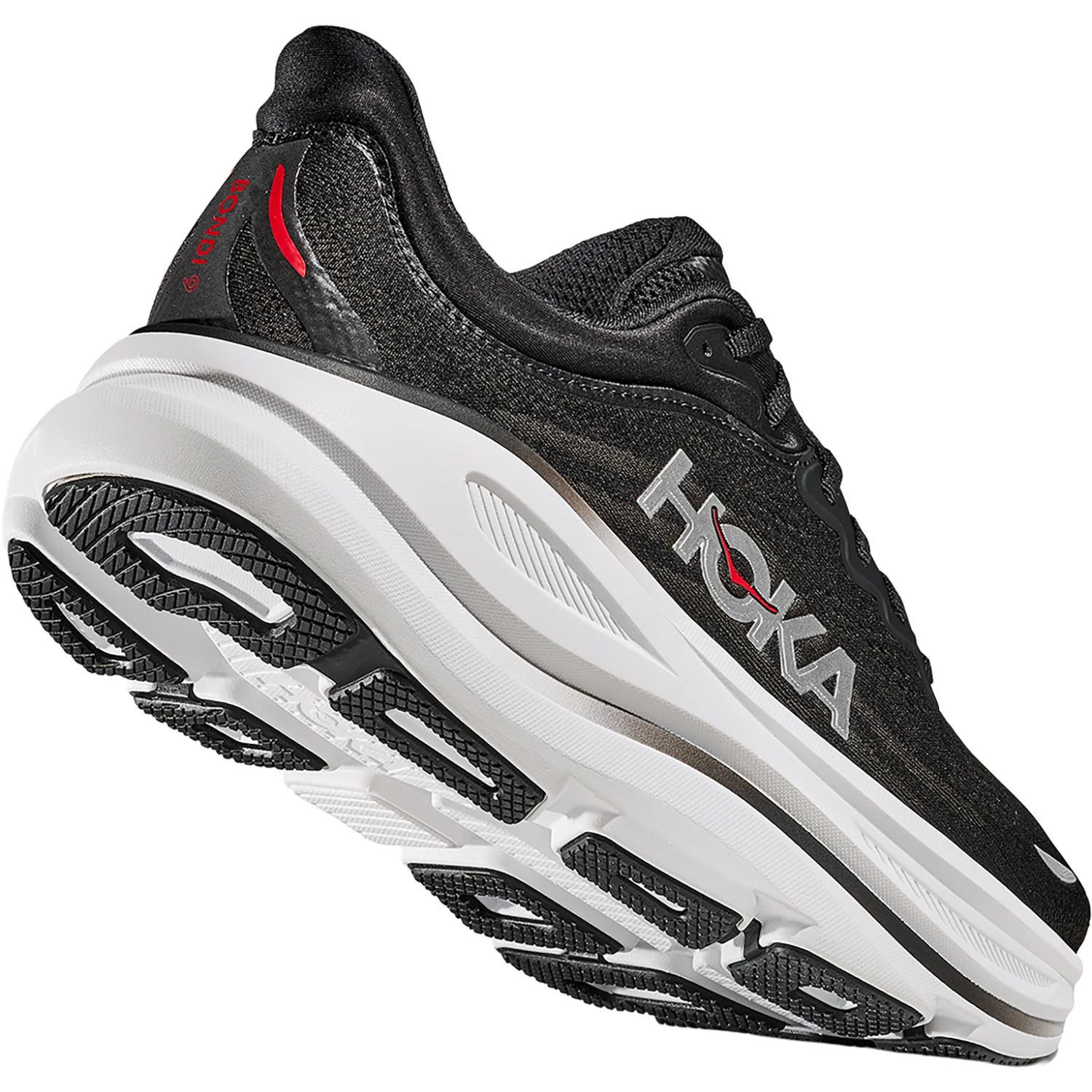 Hoka Bondi 9 (Neutral Support) Men's Athletic Shoes Black/Vermillion - Image 7
