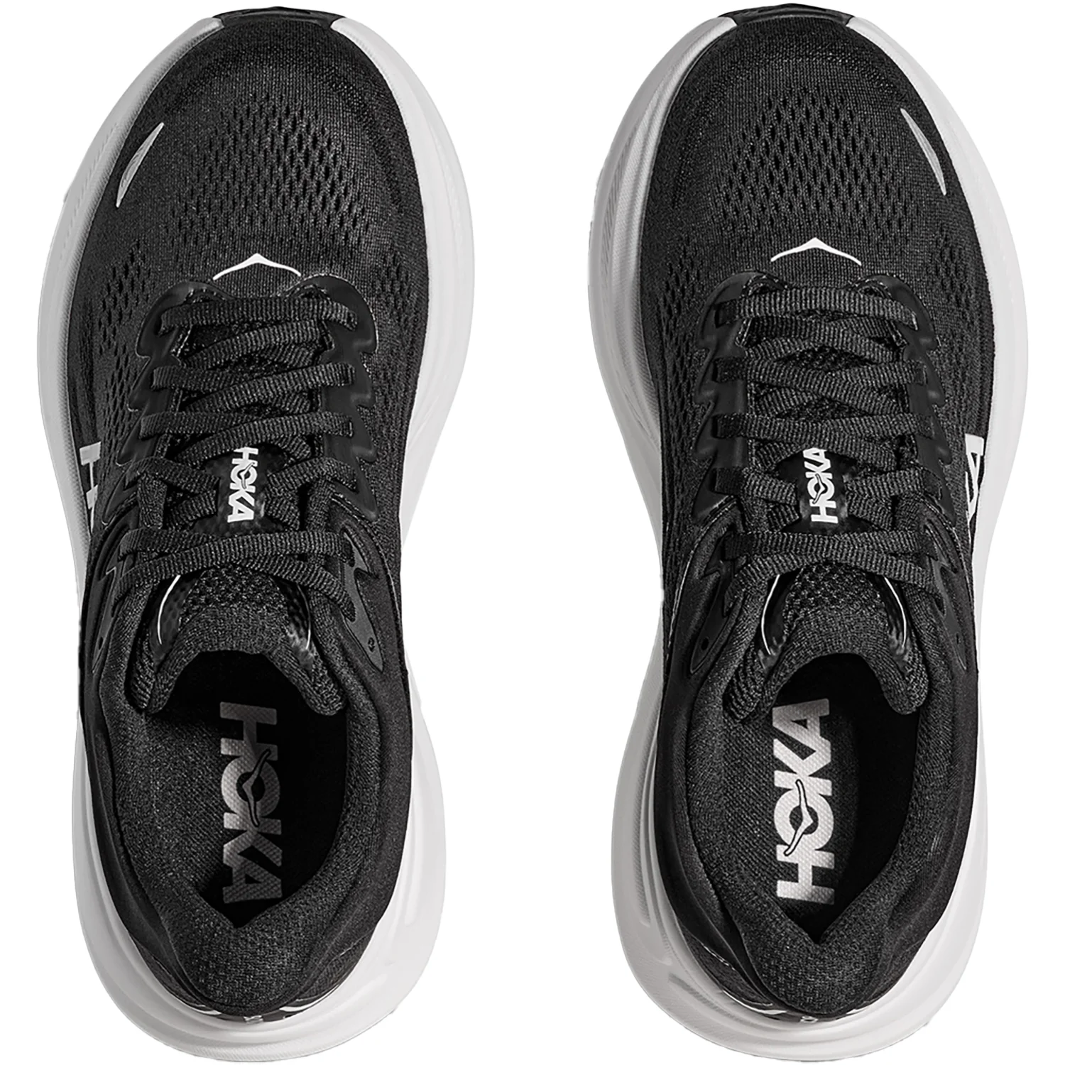 Hoka Bondi 9 (Neutral Support) Men's Athletic Shoes Black/White Mesh - Image 2