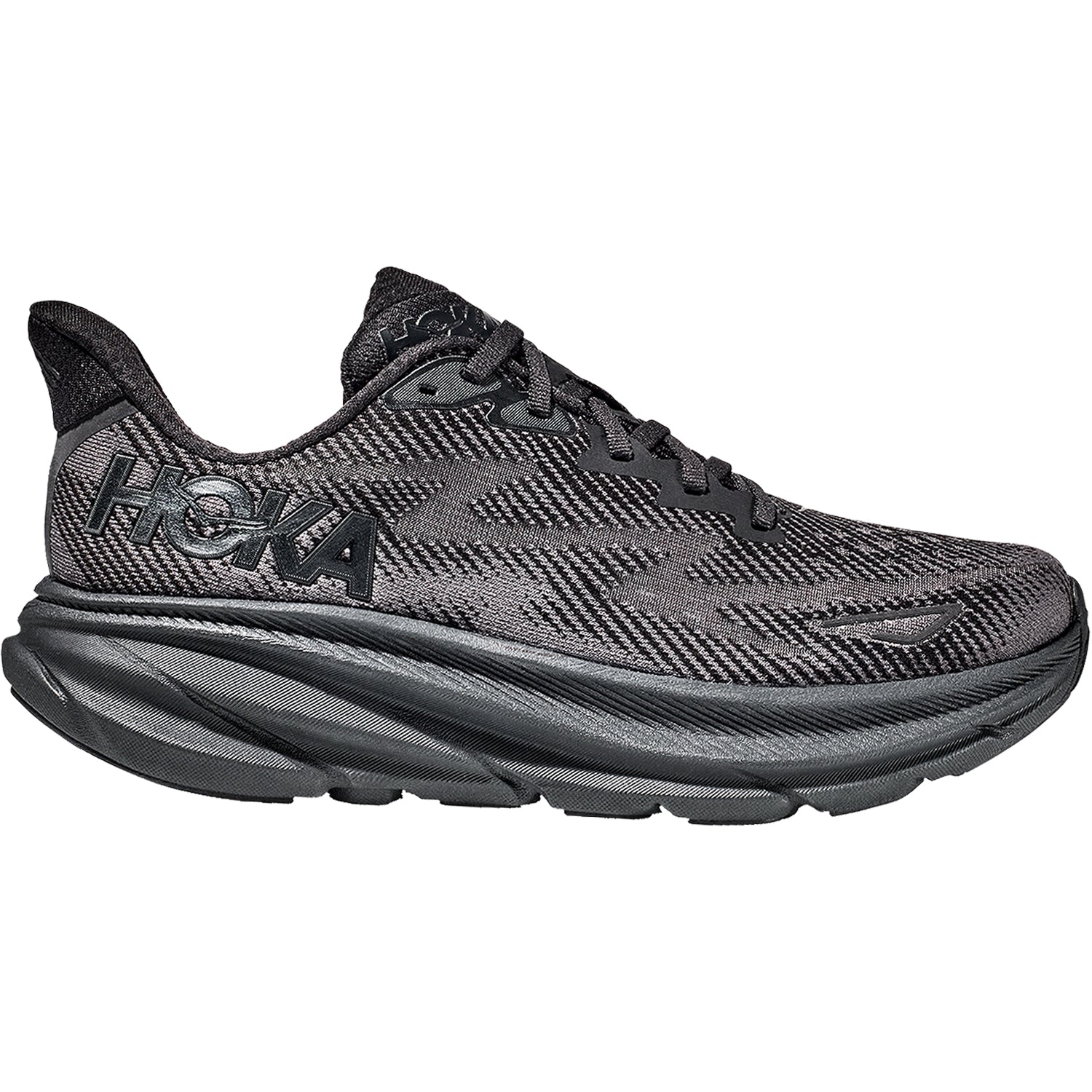 Hoka Clifton 9 (Neutral Support) Men's Road Running Shoes Black/Black Mesh