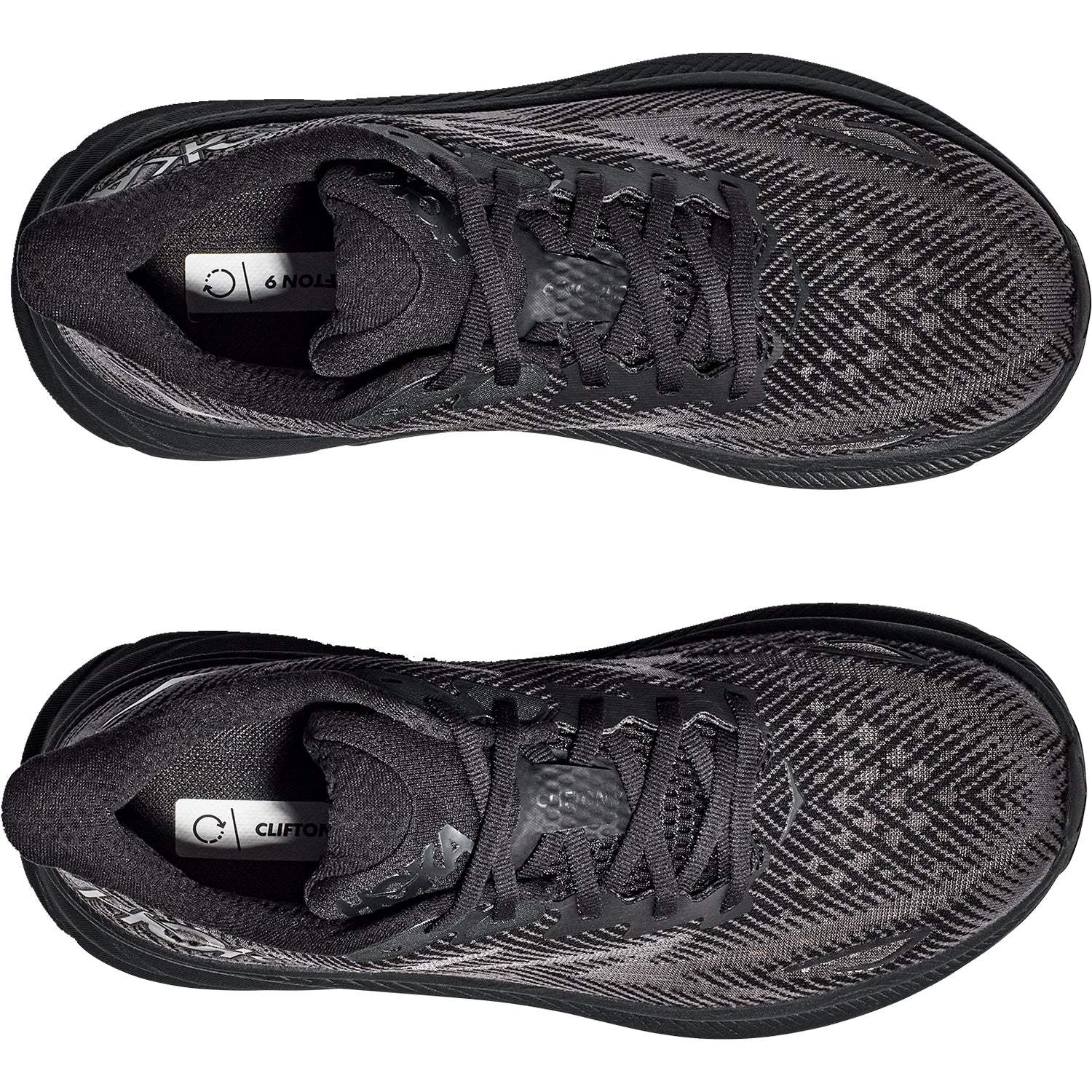 Hoka Clifton 9 (Neutral Support) Men's Road Running Shoes Black/Black Mesh - Image 2