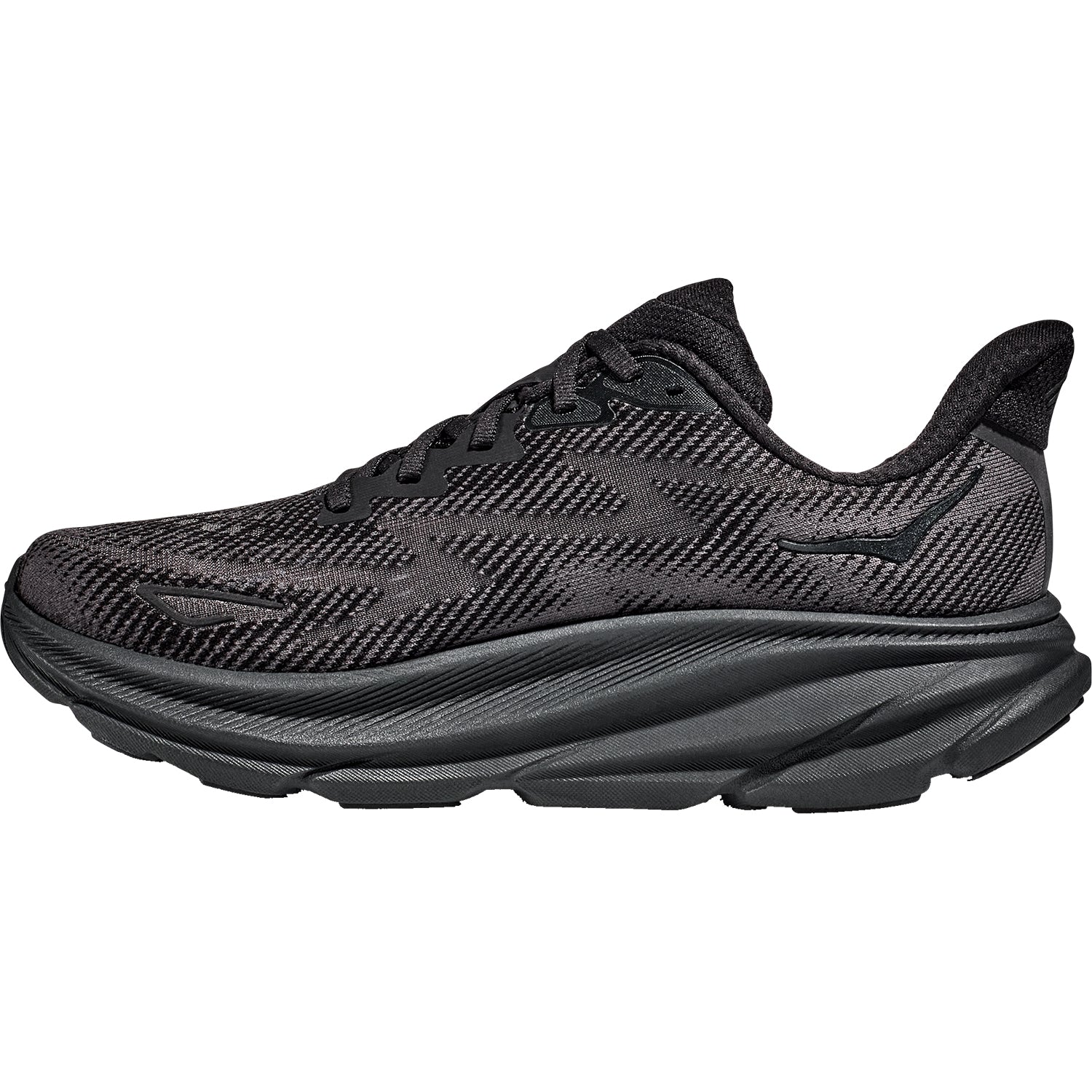 Hoka Clifton 9 (Neutral Support) Men's Road Running Shoes Black/Black Mesh - Image 3