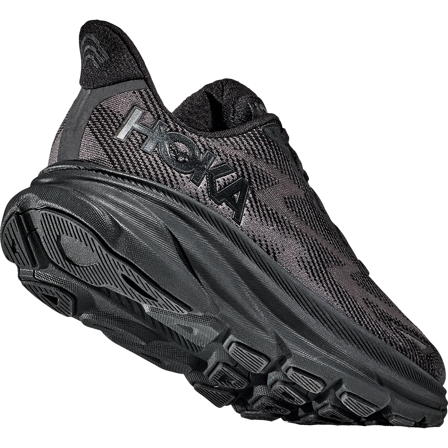 Hoka Clifton 9 (Neutral Support) Men's Road Running Shoes Black/Black Mesh - Image 4