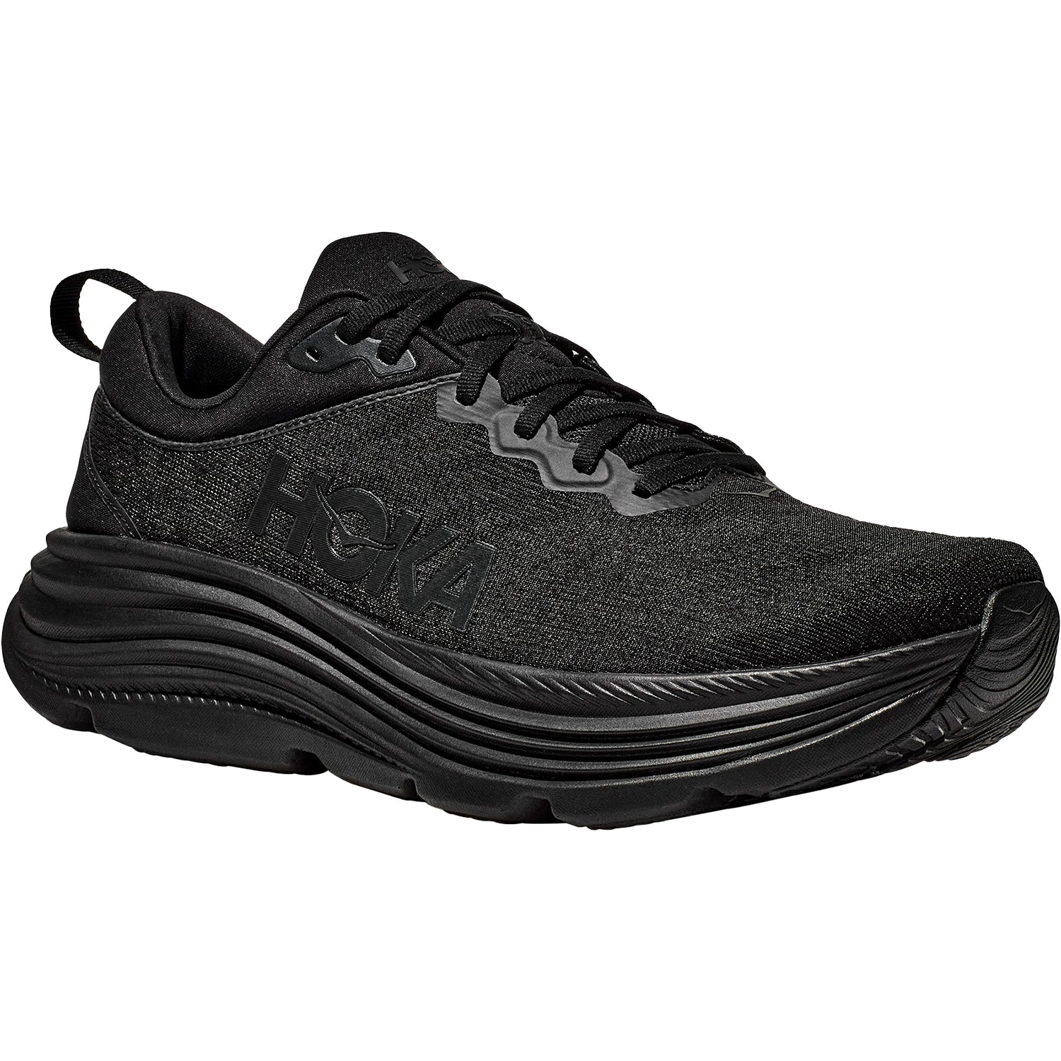 Hoka Gaviota 5 (Stability Support) Men's Everyday Running Shoes Black/Black Mesh - Image 5