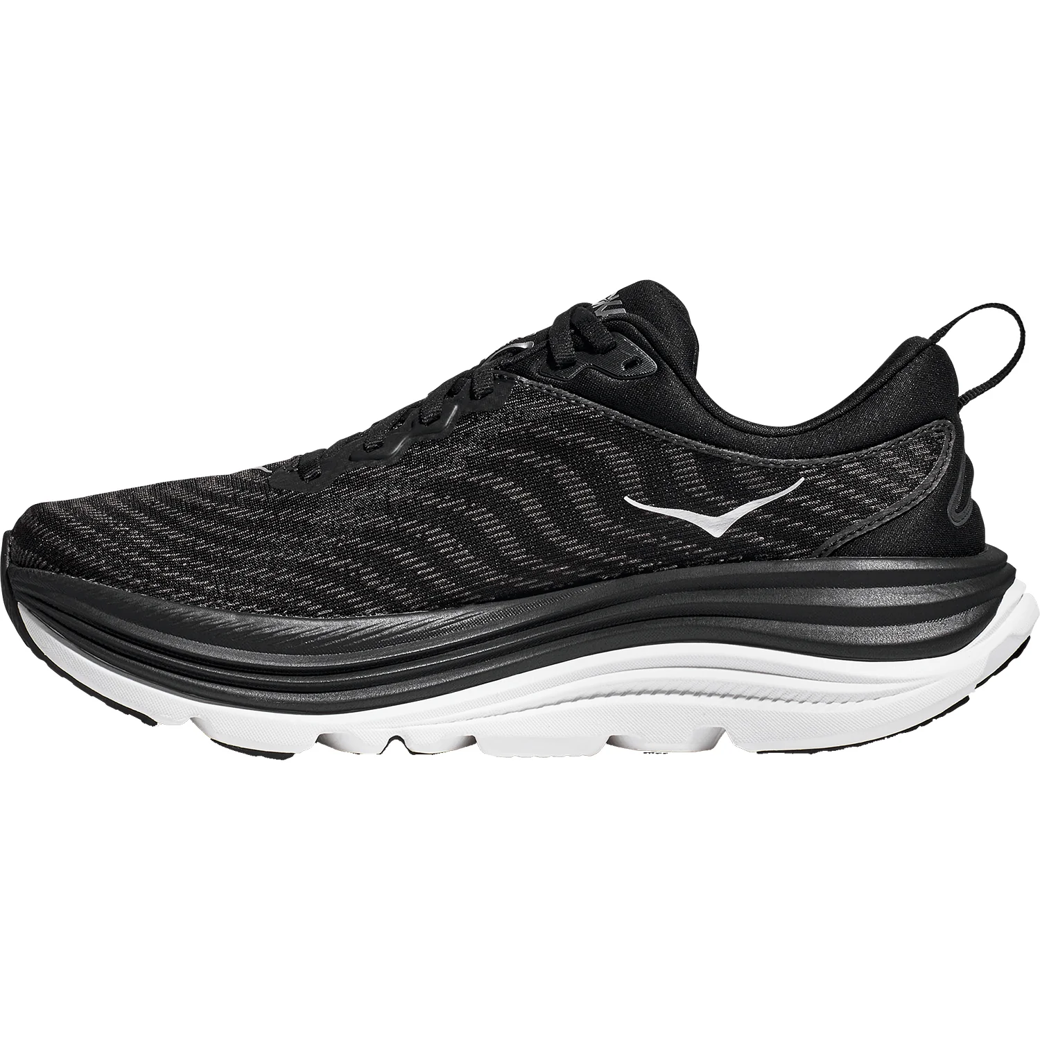 Hoka Gaviota 5 (Stability Support) Men's Everyday Running Shoes Black/White Mesh - Image 3
