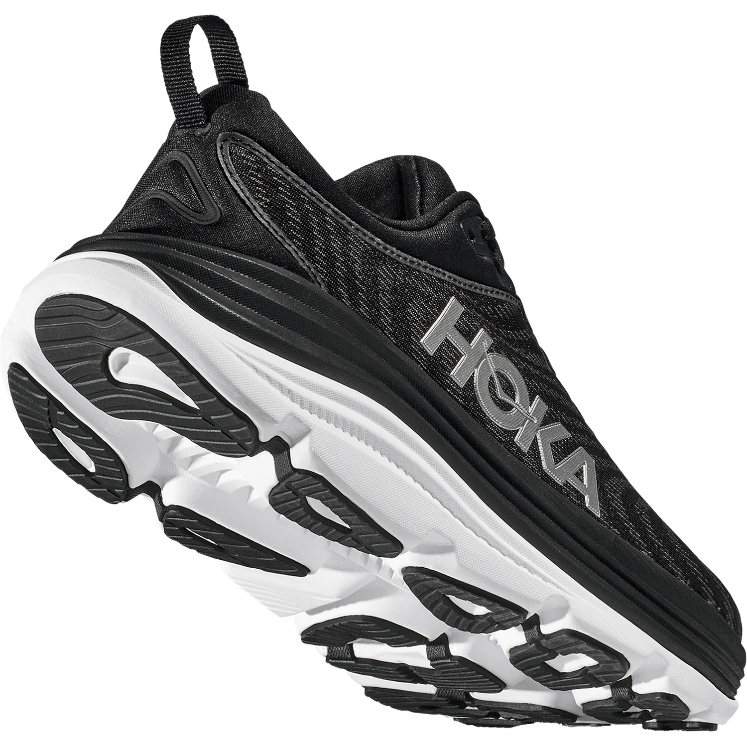 Hoka Gaviota 5 (Stability Support) Men's Everyday Running Shoes Black/White Mesh - Image 4