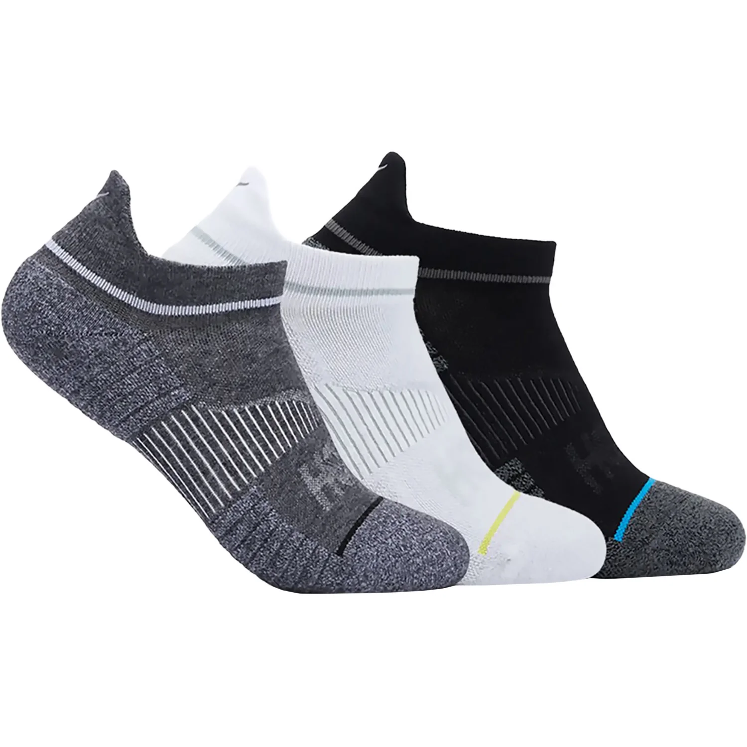 Hoka No-Show Run 3-Pack Men's Socks White/Black/Grey