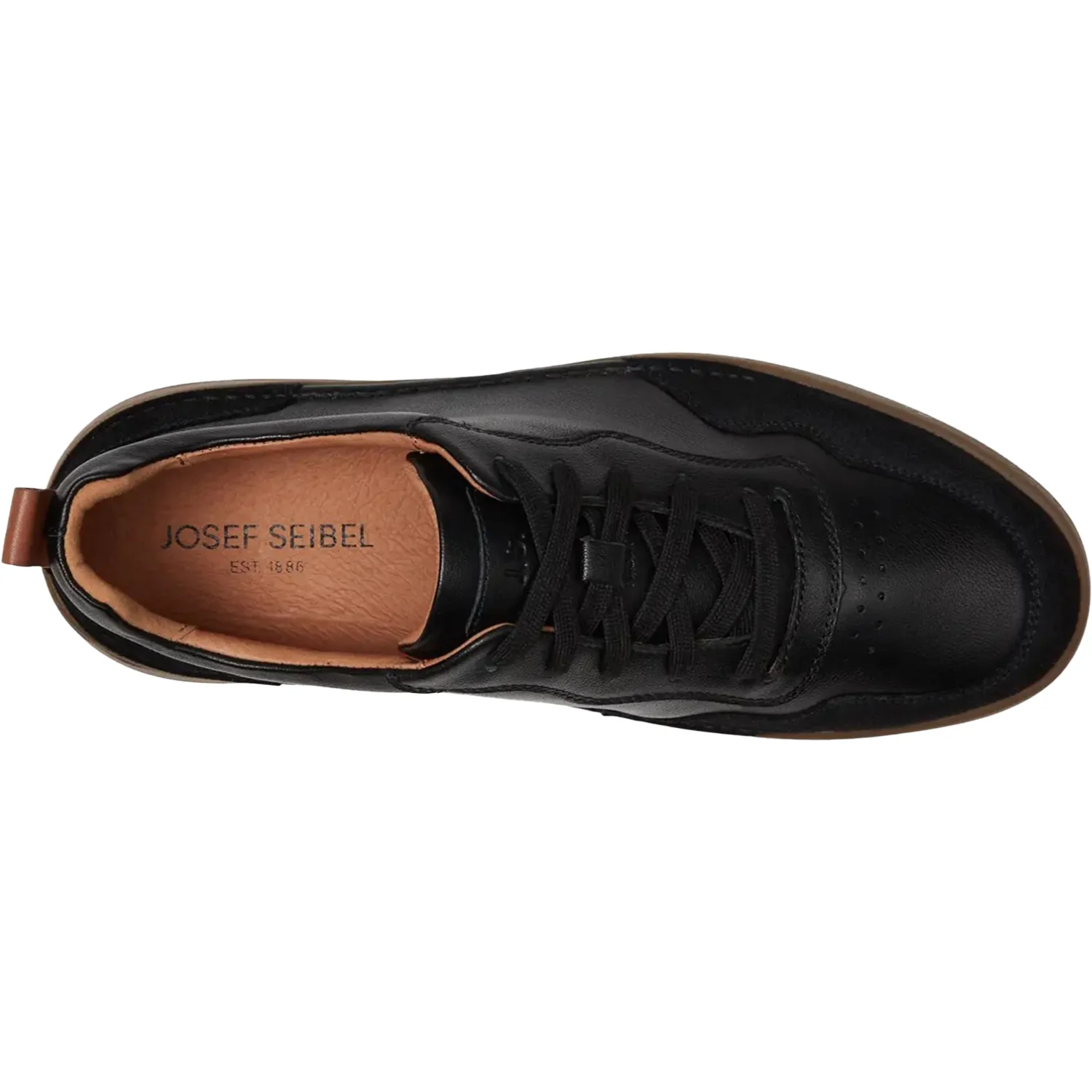 Josef Seibel Cleve 01 Men's Lace Up Shoes Black Leather/Suede Combi - Image 2