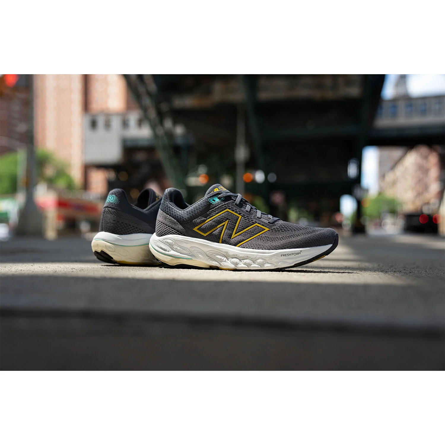 New Balance Fresh Foam X M860A14 (Stability Support) Men's Athletic Shoes Magnet/Ginger Lemon/Cyber Jade Mesh - Image 6