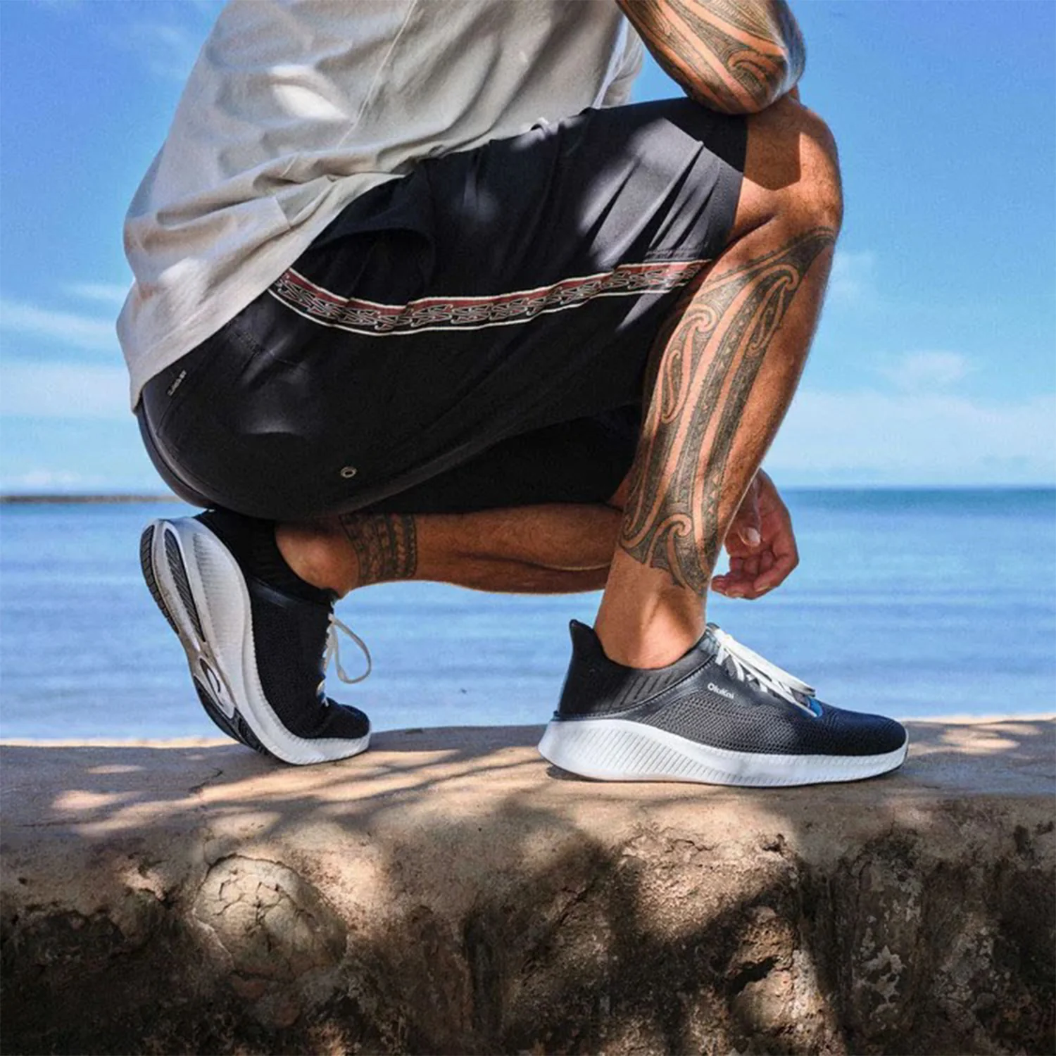 OluKai Island Hopper Men's Lace Up Shoes Lava Rock/Lava Rock Mesh - Image 6
