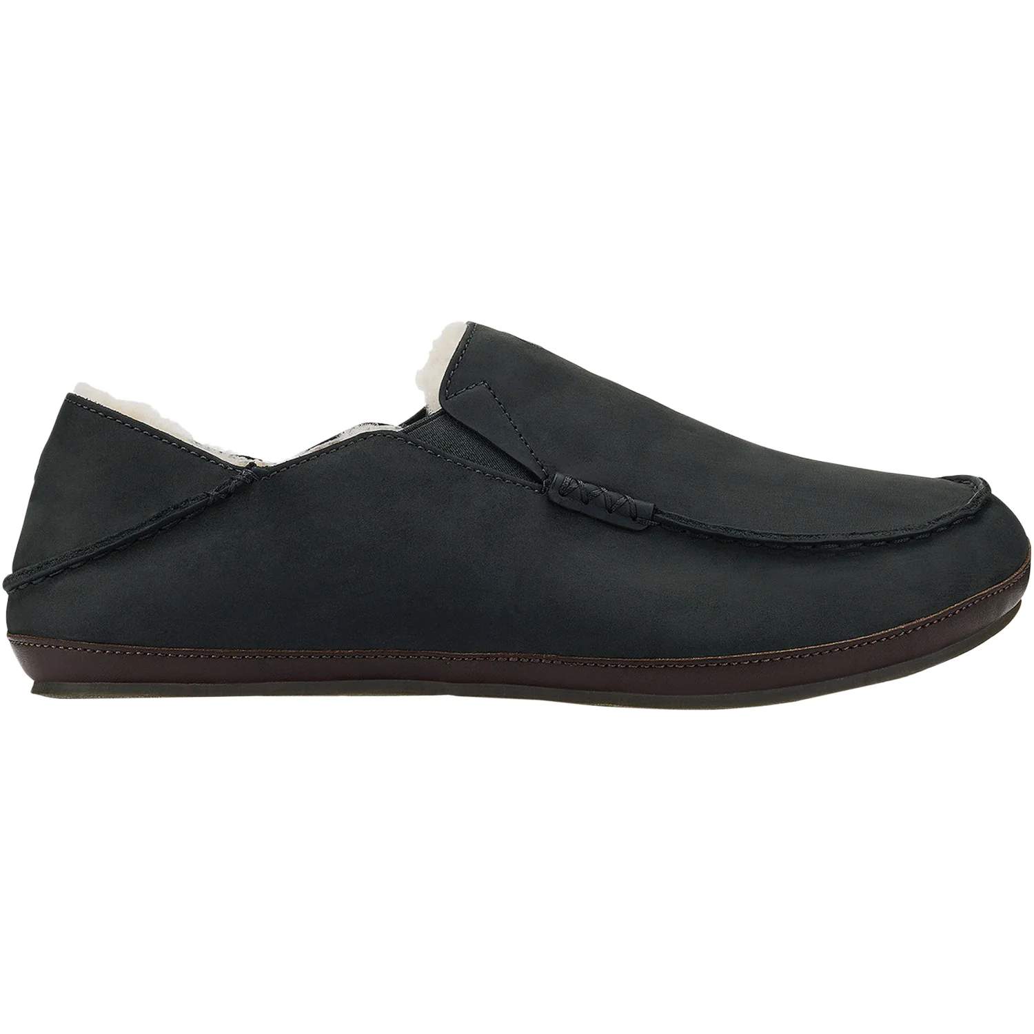 Olukai Moloa Slipper Men's Closed Back Slippers Black/Dark Java Nubuck