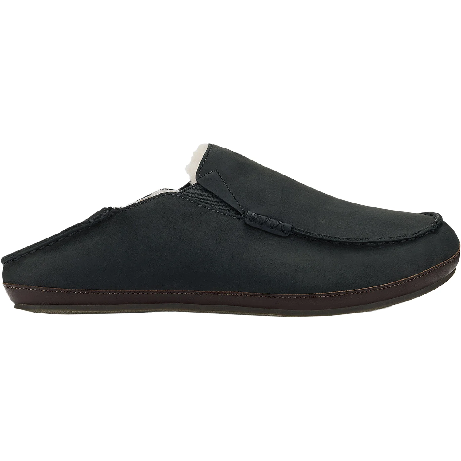 Olukai Moloa Slipper Men's Closed Back Slippers Black/Dark Java Nubuck - Image 2