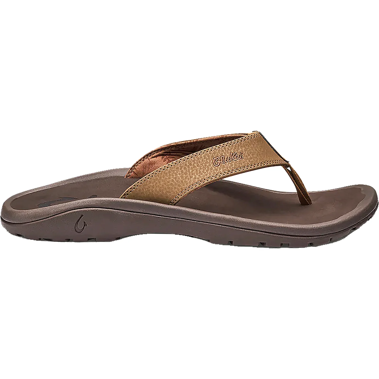OluKai Ohana Men's Beach Sandals Tan/Dark Java Synthetic