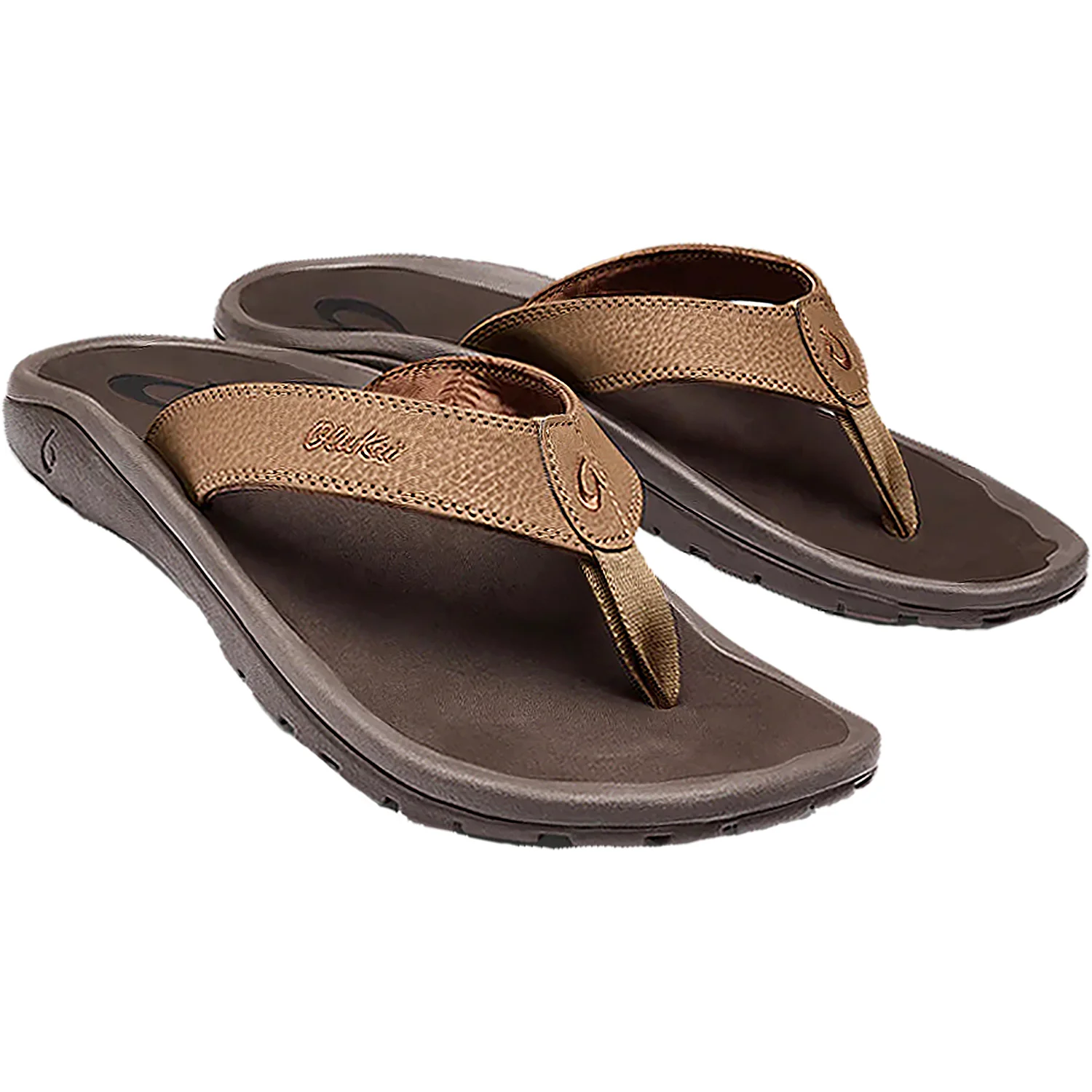 OluKai Ohana Men's Beach Sandals Tan/Dark Java Synthetic - Image 3