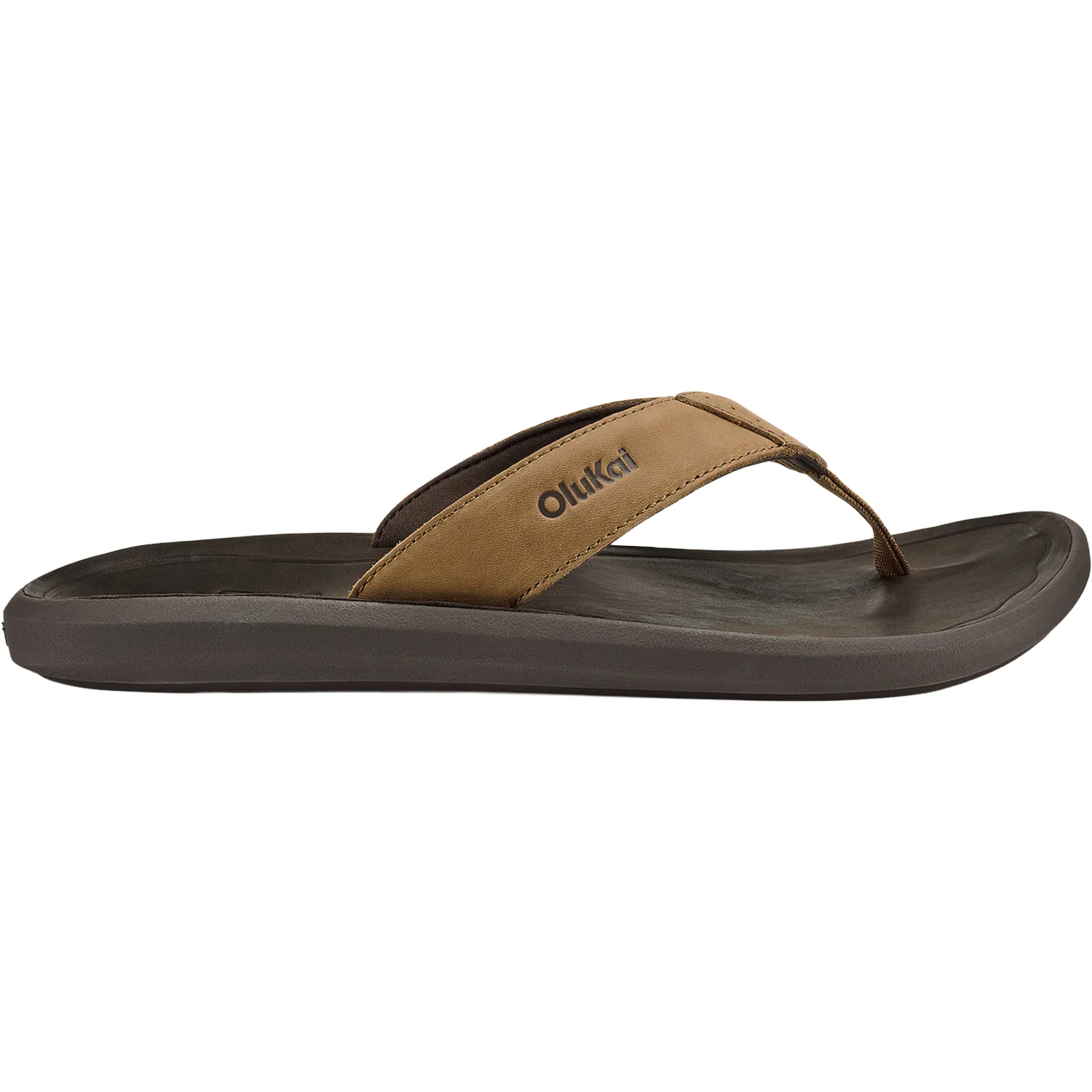 OluKai Pili Men's Thong Sandals Tan/Dark Java