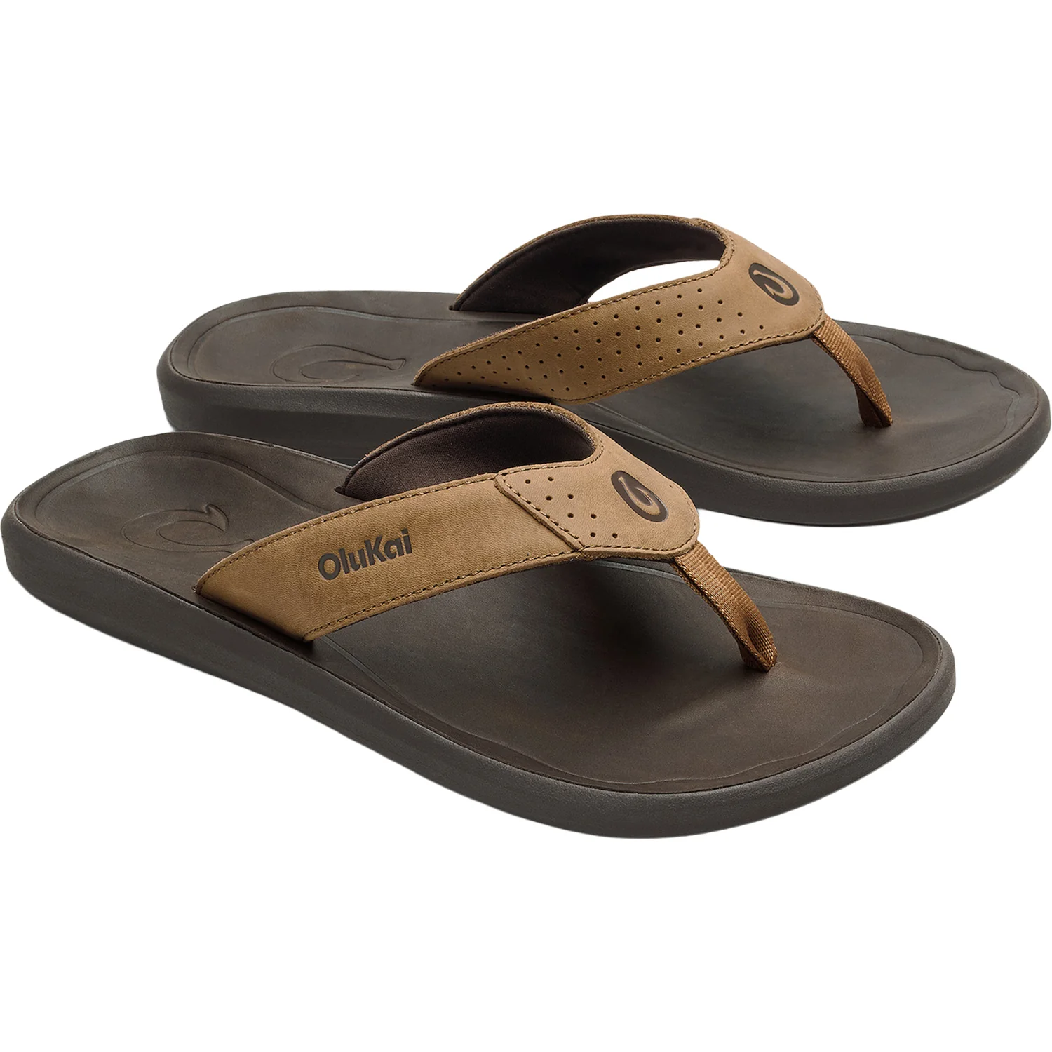 OluKai Pili Men's Thong Sandals Tan/Dark Java - Image 4