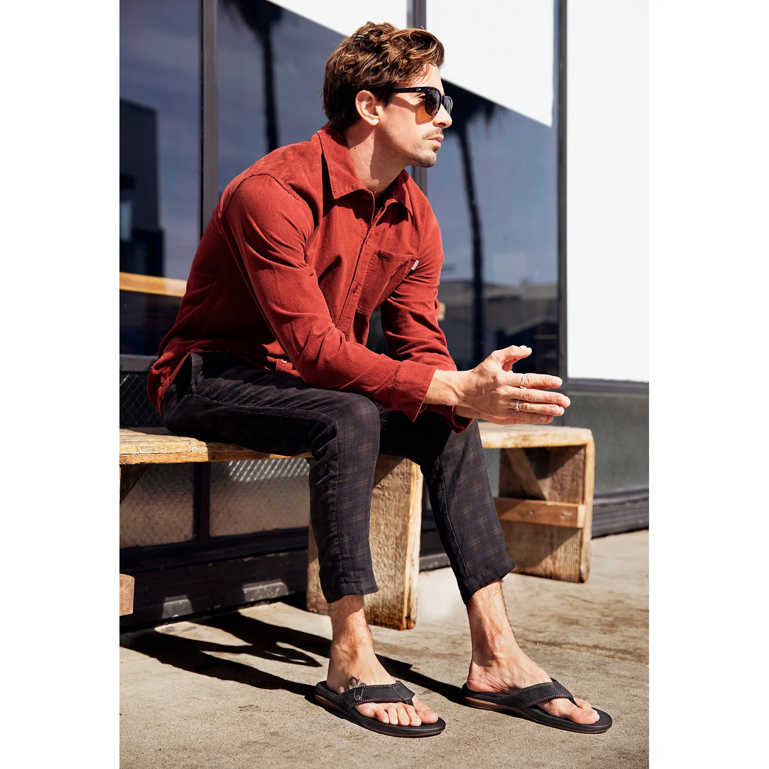 Reef Cushion Lux Men's Flip Flopss Toffee Leather - Image 4