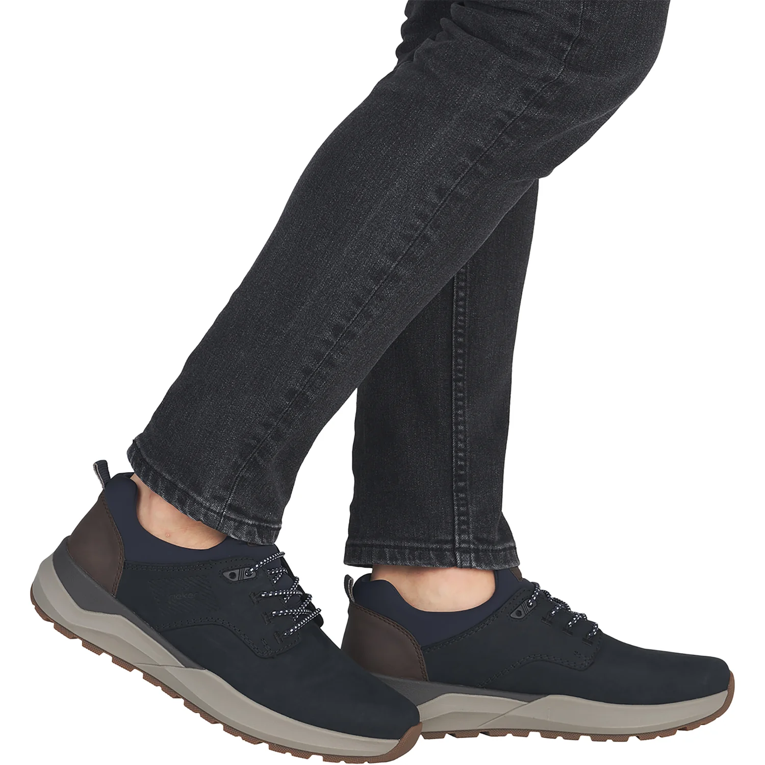 Rieker 06050-14 Thorben Men's Lace Up Shoes Pazifik/Schoko/Navy Leather - Image 6
