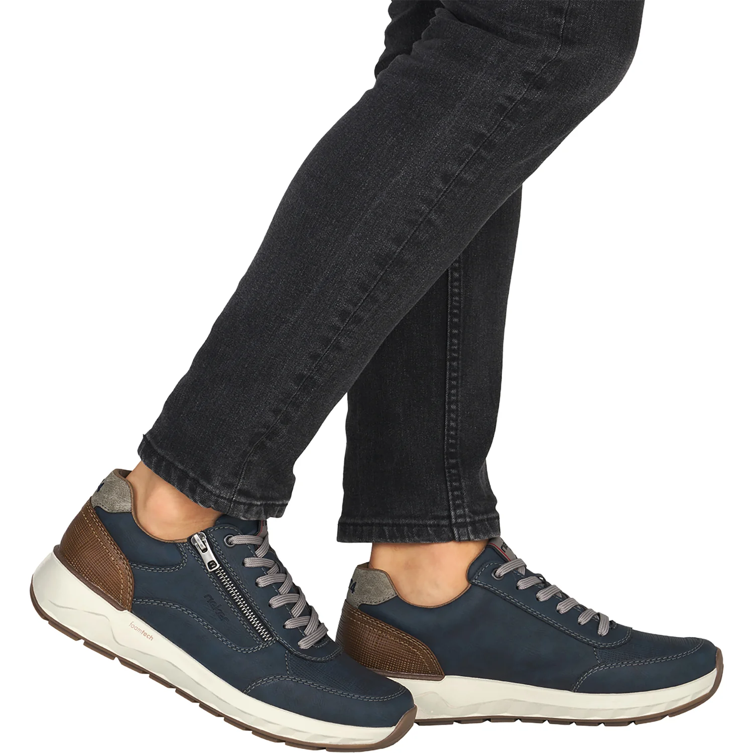 Rieker 11504-14 Men's Lace Up Shoes Midnight/Amaretto - Image 7