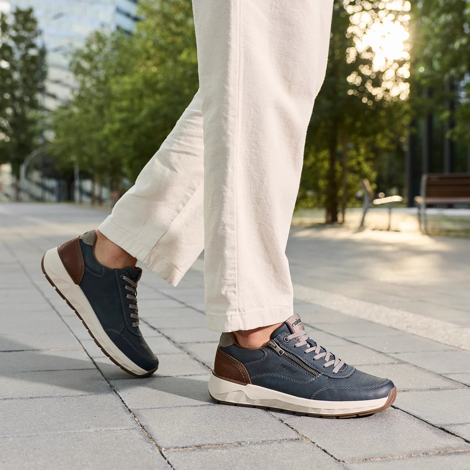 Rieker 11504-14 Men's Lace Up Shoes Midnight/Amaretto - Image 9