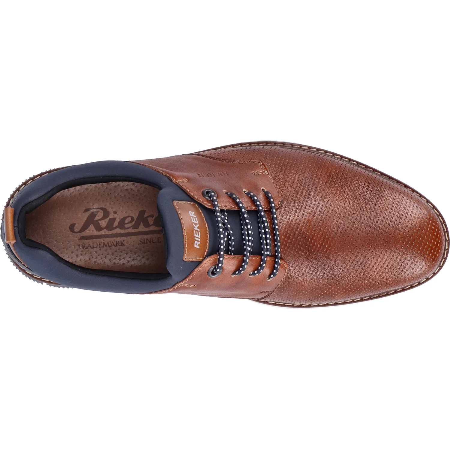 Rieker 14450-22 Men's Oxford Shoes Nuss/Lake/Navy Leather - Image 2