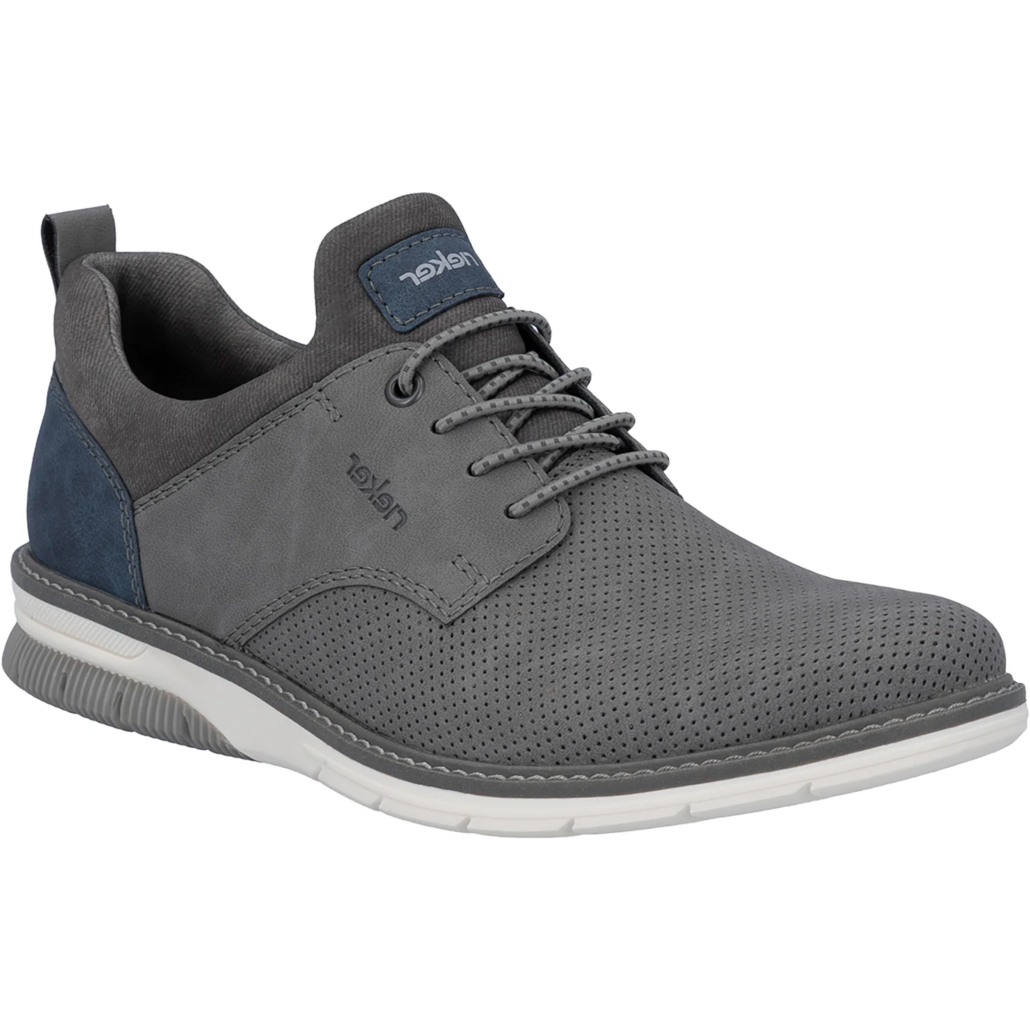 Rieker 14450-42 Men's Dress Lace Up Shoes Cenere/Denim/Rauch - Image 5