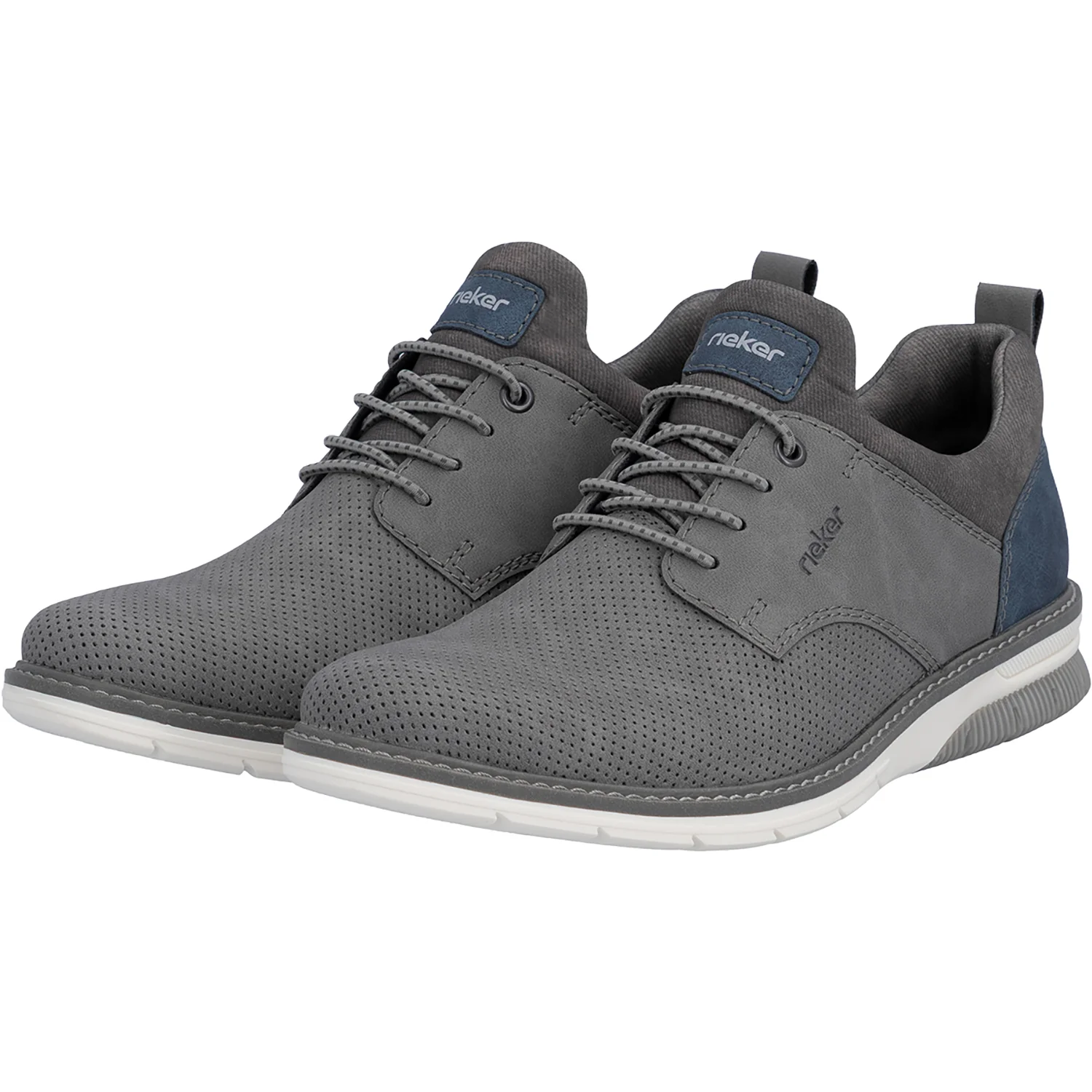 Rieker 14450-42 Men's Dress Lace Up Shoes Cenere/Denim/Rauch - Image 7