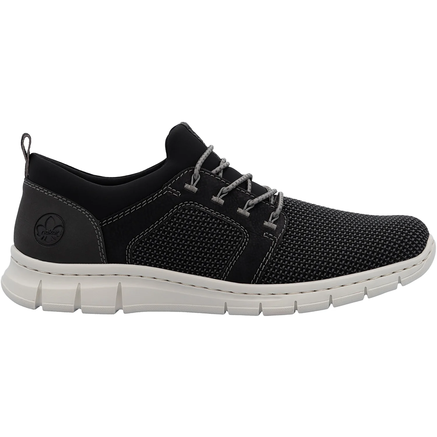 Rieker B7796-02 Men's Lace Up Shoes Schwarz-Blei/Schwarz Mesh