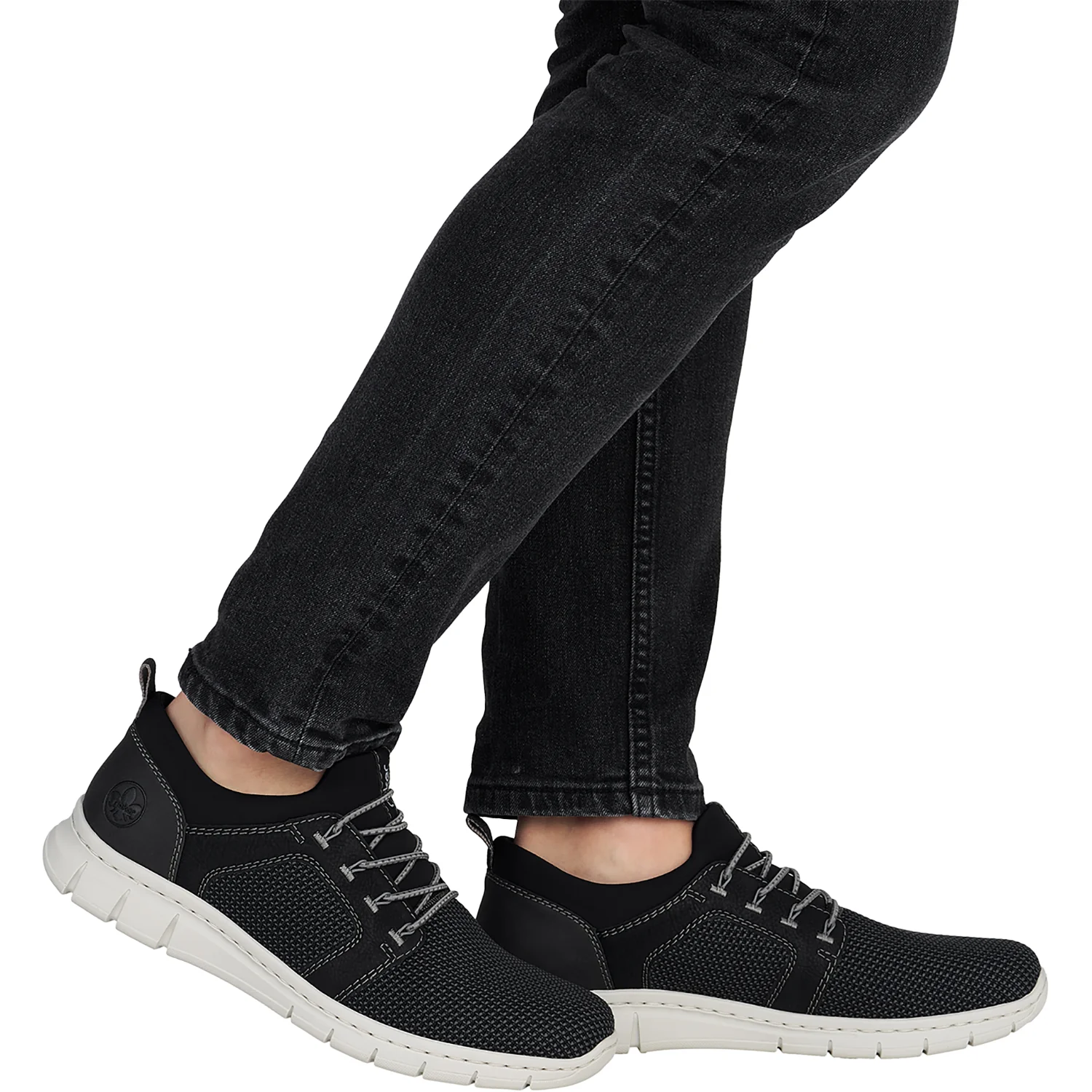 Rieker B7796-02 Men's Lace Up Shoes Schwarz-Blei/Schwarz Mesh - Image 6