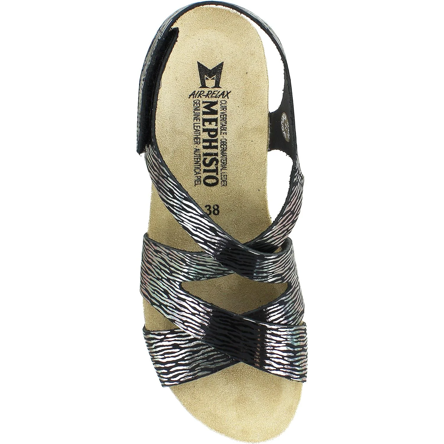 Mephisto Lyla Women's Wedge Heel Sandals Black Zebra Leather - Image 2