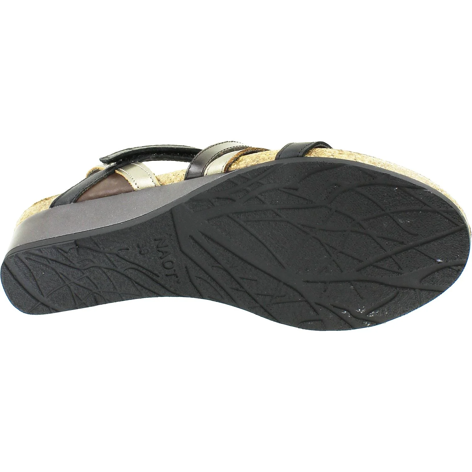Naot Hero Women's Wedge Heel Sandals Black/Pewter/Walnut Leather - Image 4