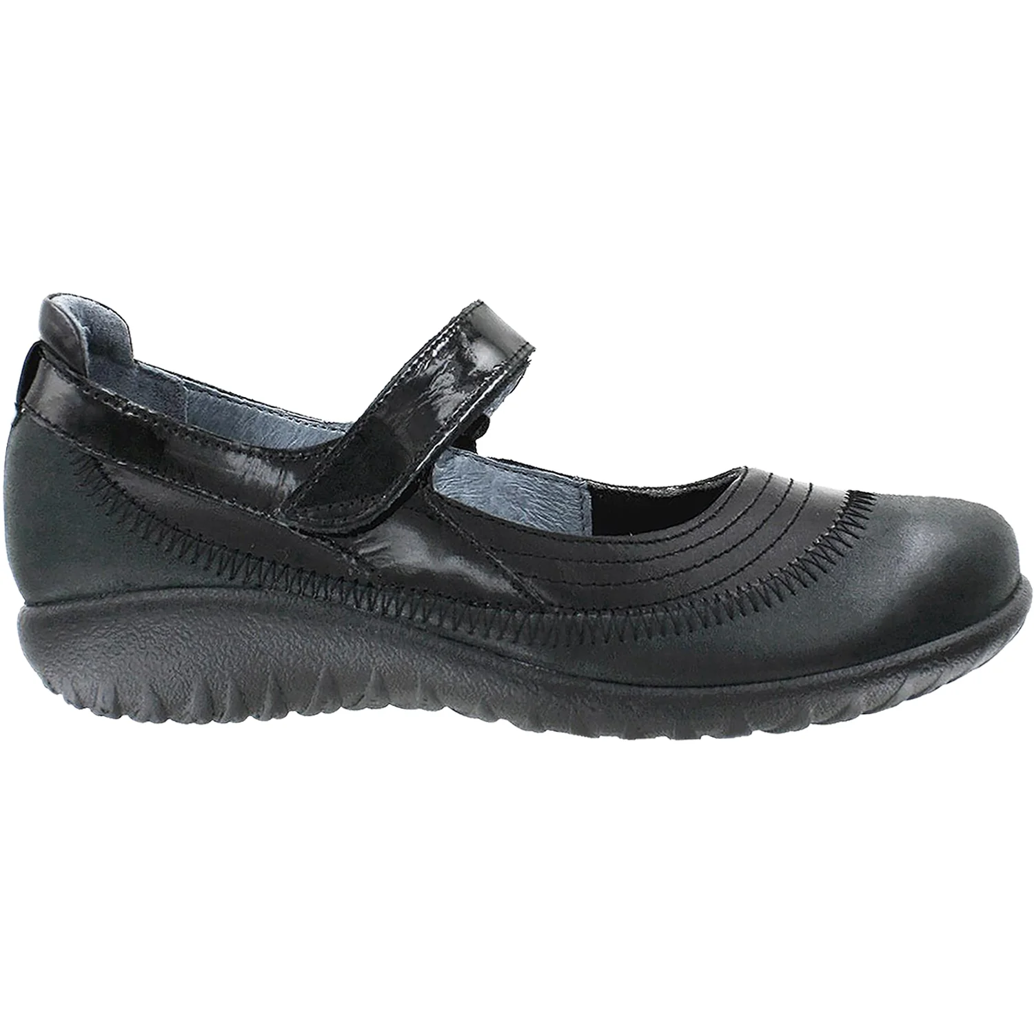 Naot Kirei Women's Mary Janes Black Madras/Shiny Leather