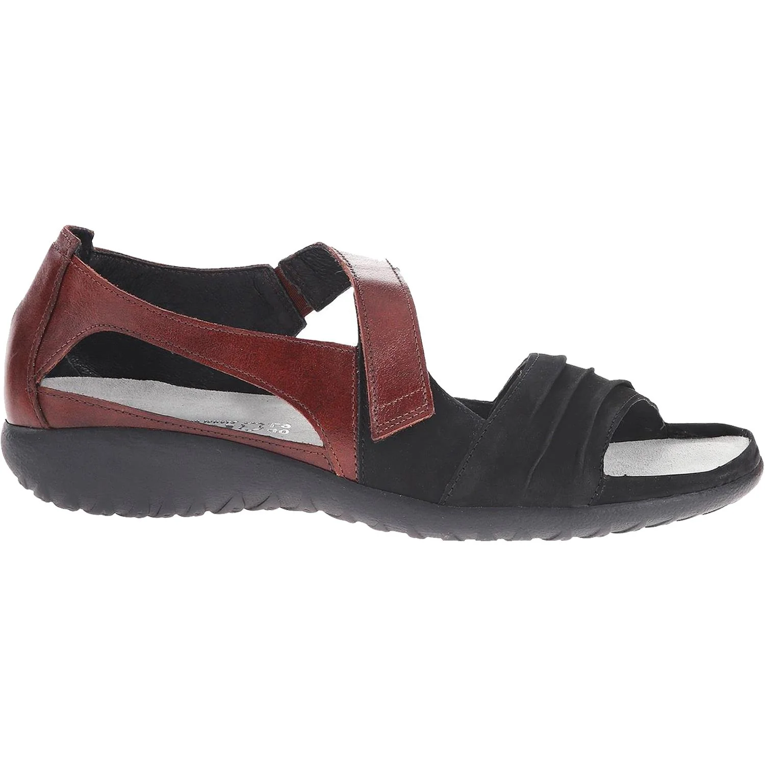 Naot Papaki Women's Sandals Black Velvet Nubuck/Cinnamon Leather