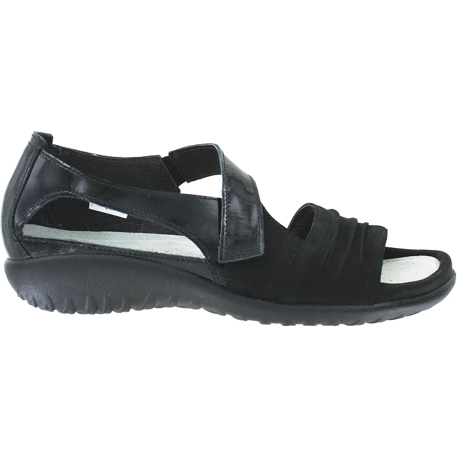 Naot Papaki Women's Sandals Black Patent/Black Velvet Leather